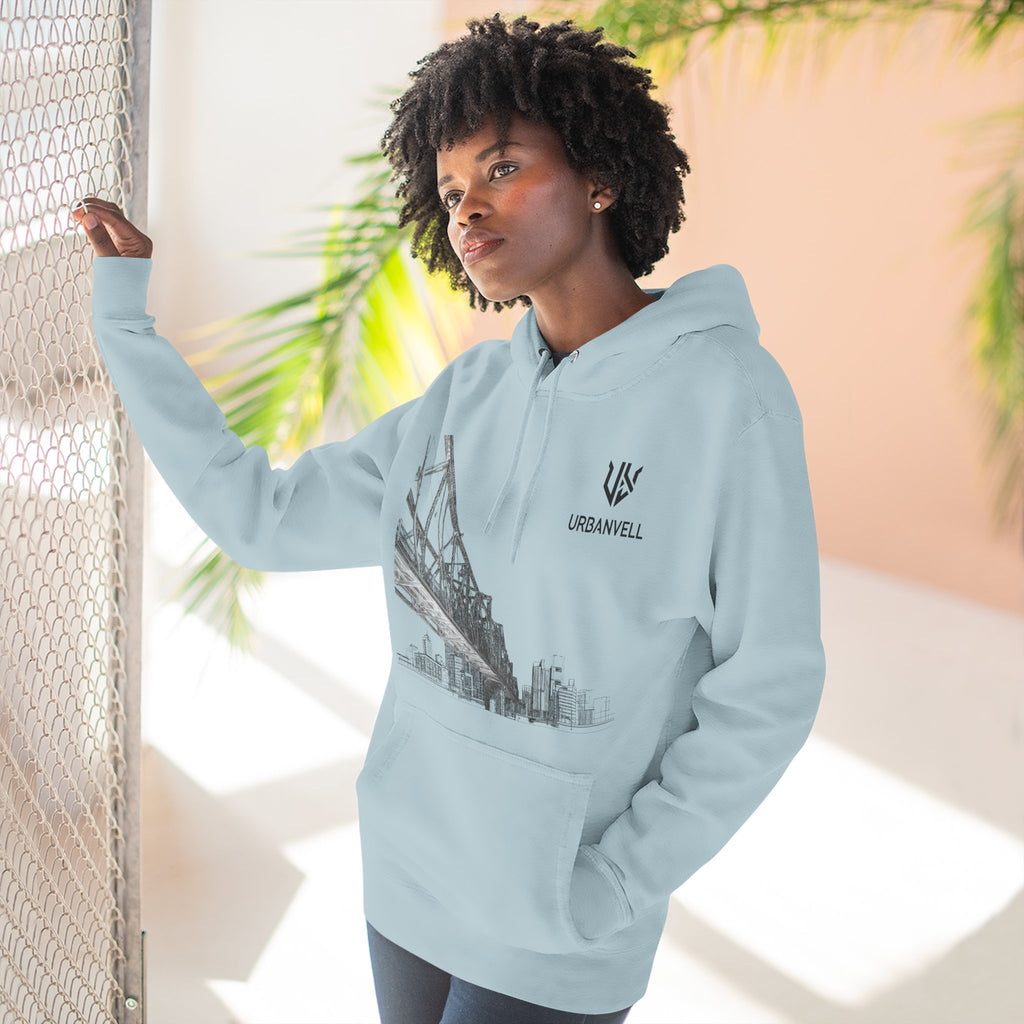 Railway Bridge Skyline Hoodie — URBANVELL Architectural Graphic Pullover