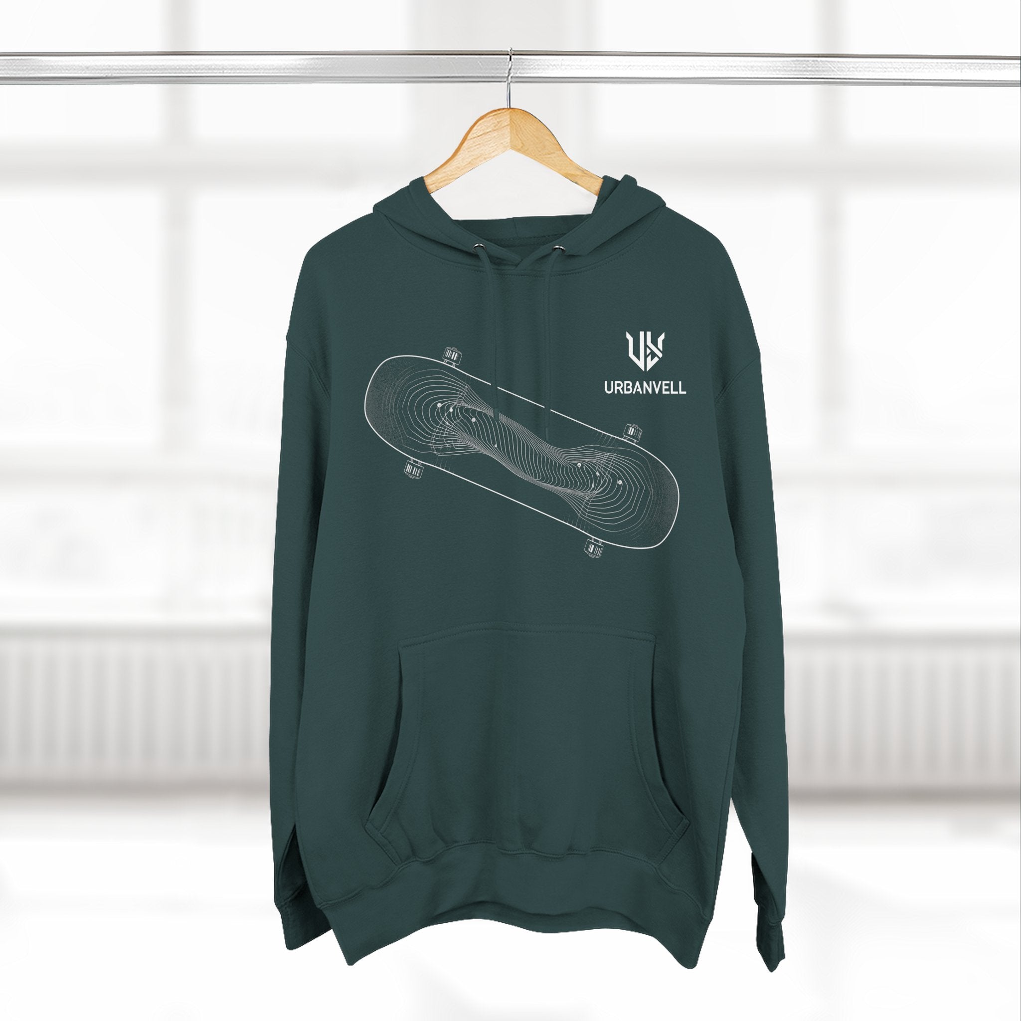 Skateboard Minimalist Fleece Hoodie — Urbanvell Logo Pullover