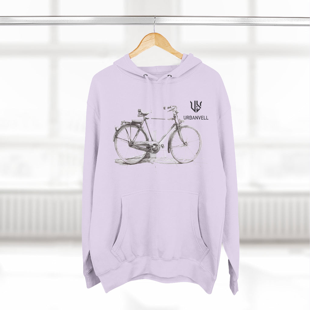 Bicycle Sketch Hoodie — URBANVELL Vintage Bike Illustration Fleece Pullover