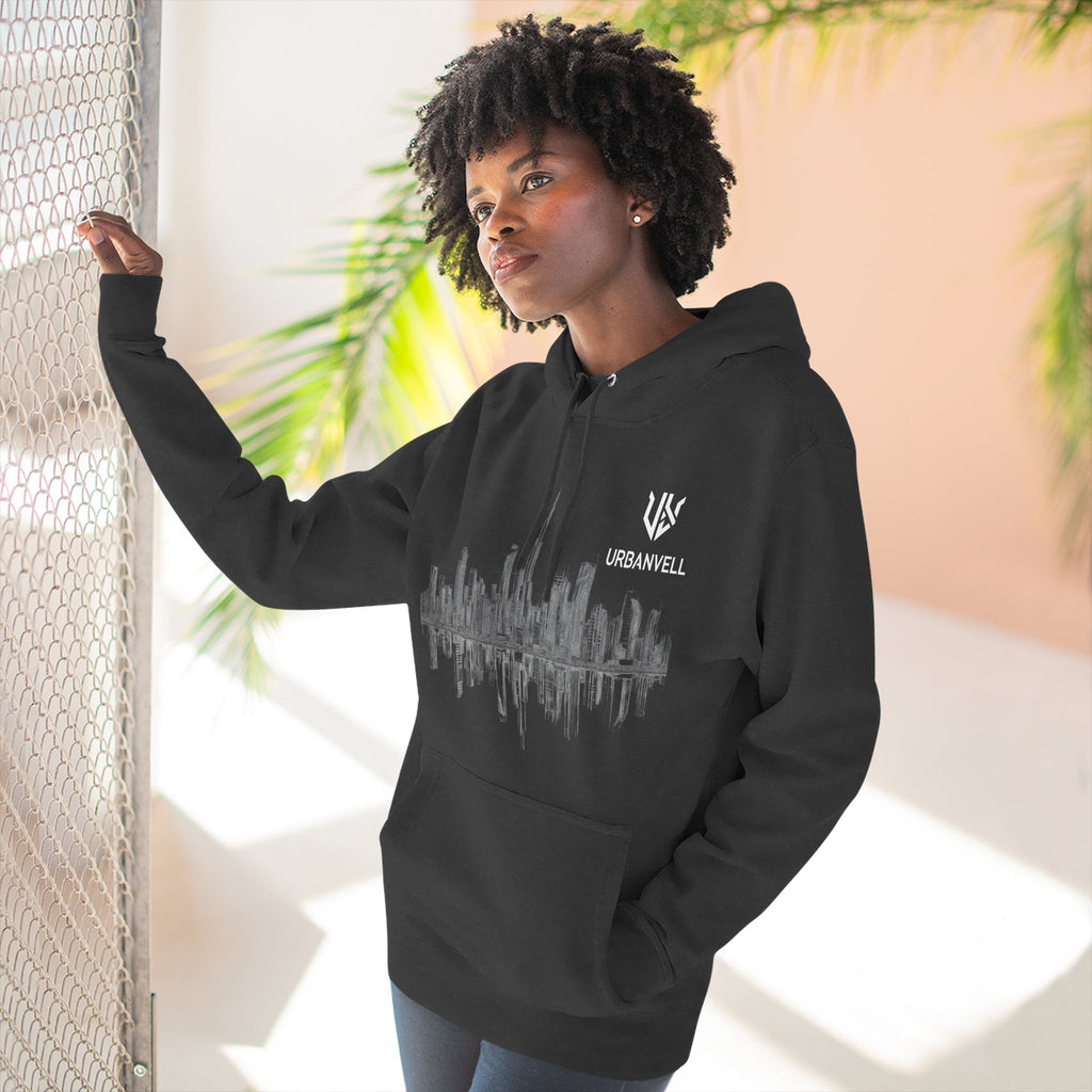 City Skyline Hoodie — URBANVELL Minimal Urban Sketch Fleece Pullover