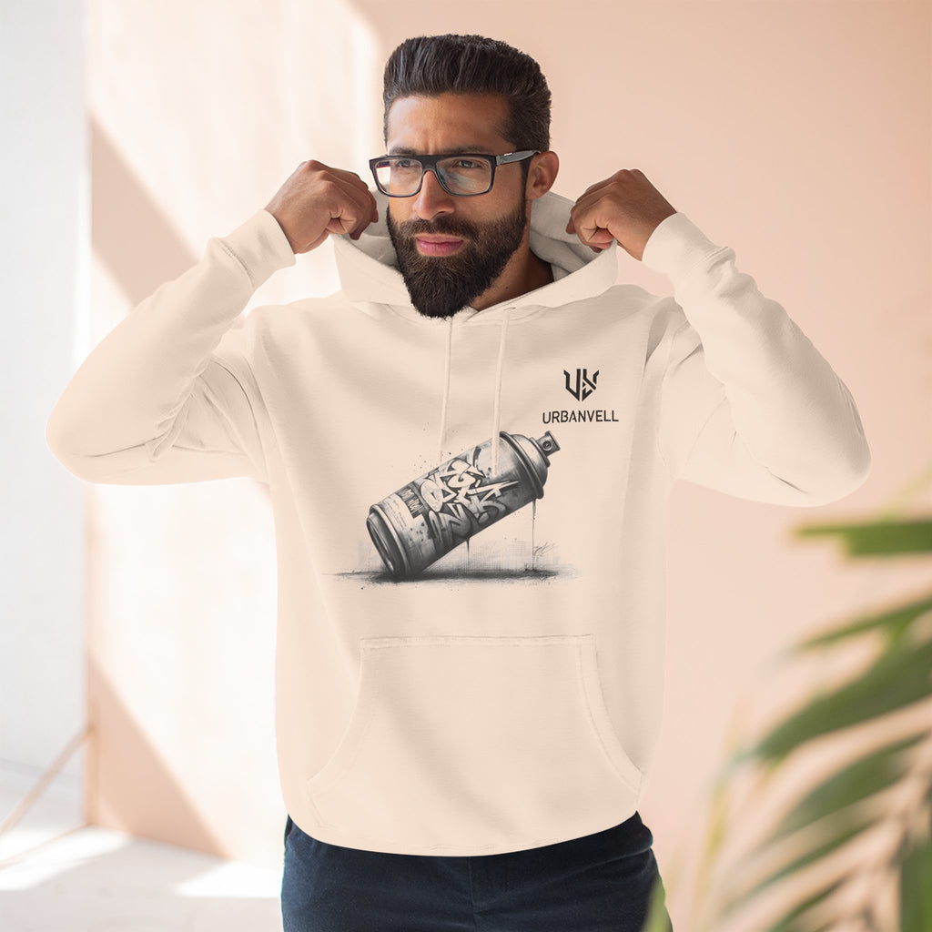 Graffiti Spray Can Sketch Hoodie — URBANVELL Urban Art Streetwear Fleece Pullover