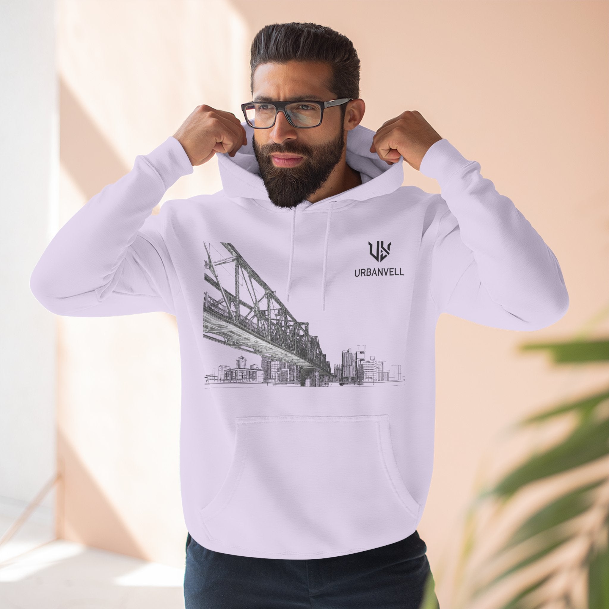 Railway Bridge Skyline Hoodie — URBANVELL Architectural Graphic Pullover