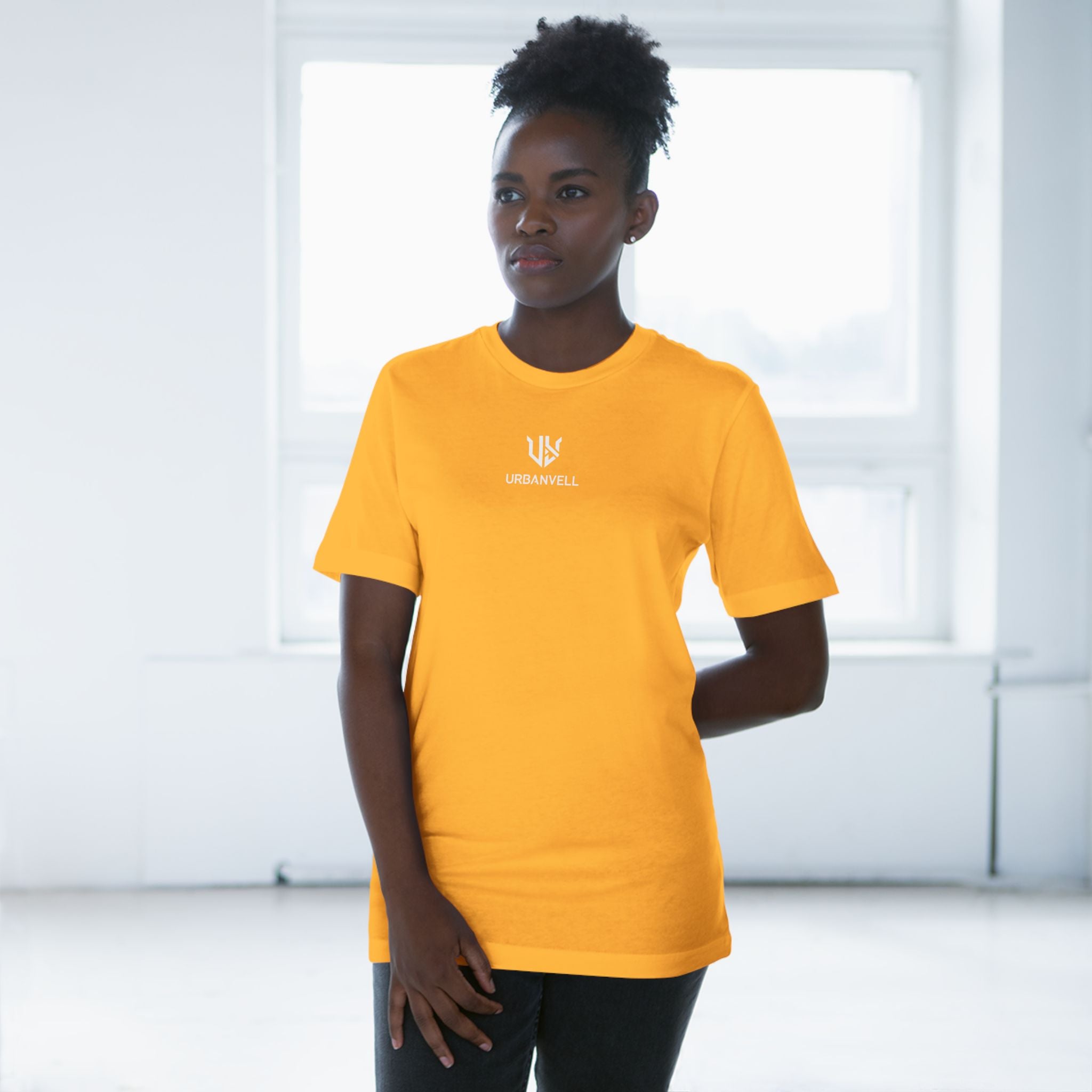 Minimal UrbanVell Centered Logo T‑Shirt — URBANVELL Clean Small Chest Logo Tee