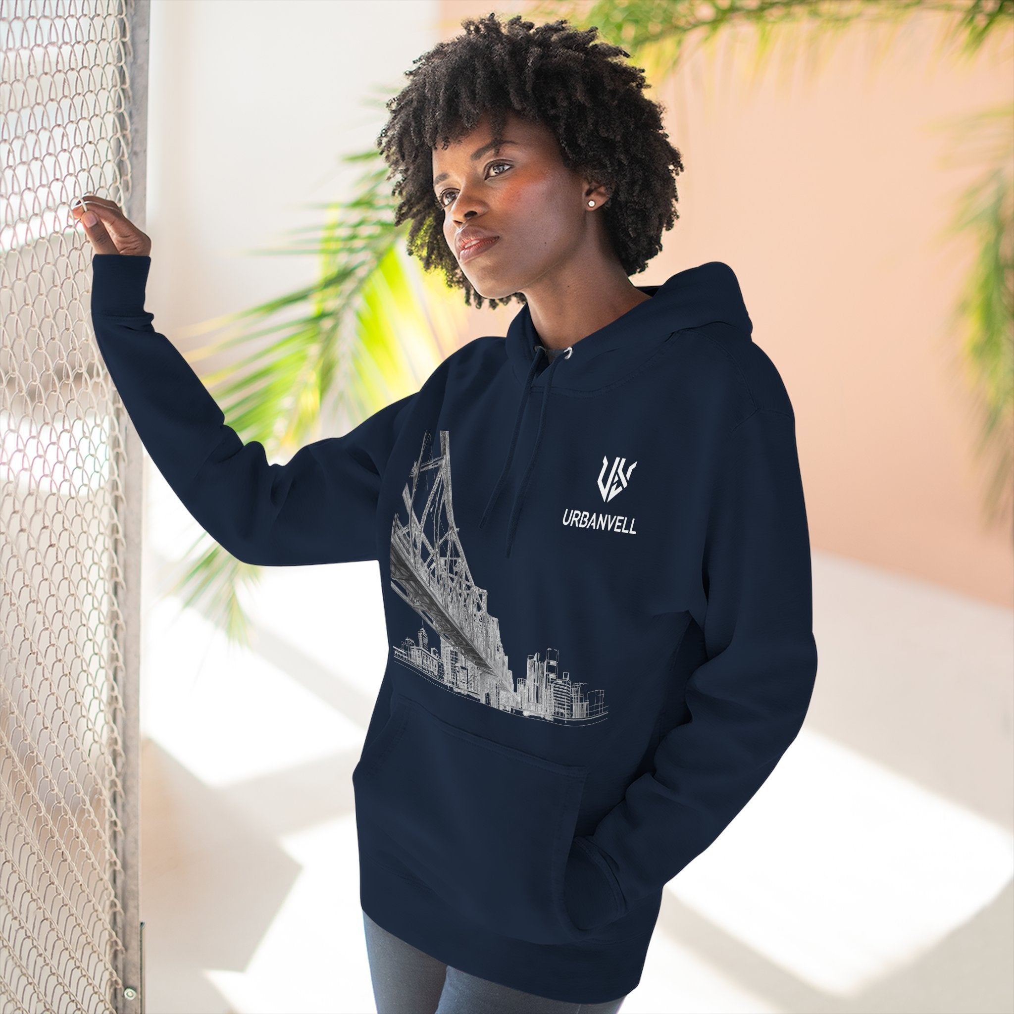 Railway Bridge Skyline Hoodie — URBANVELL Architectural Graphic Pullover