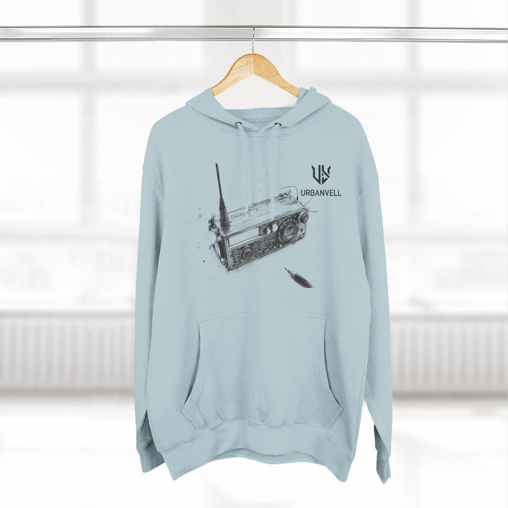 Walkie-Talkie Radio Sketch Hoodie — URBANVELL Minimal Urban Radio Graphic Fleece Pullover