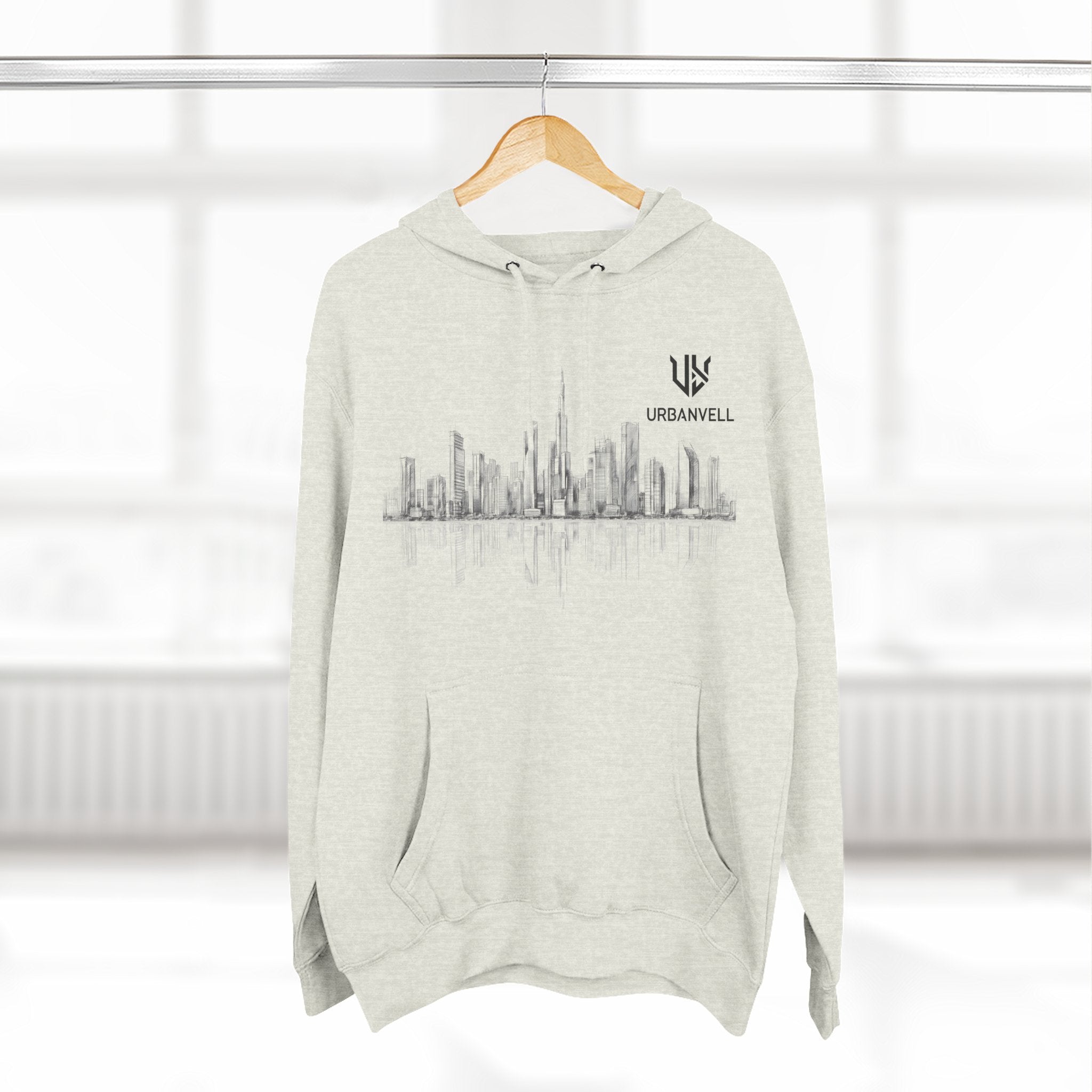 City Skyline Hoodie — URBANVELL Minimal Urban Sketch Fleece Pullover