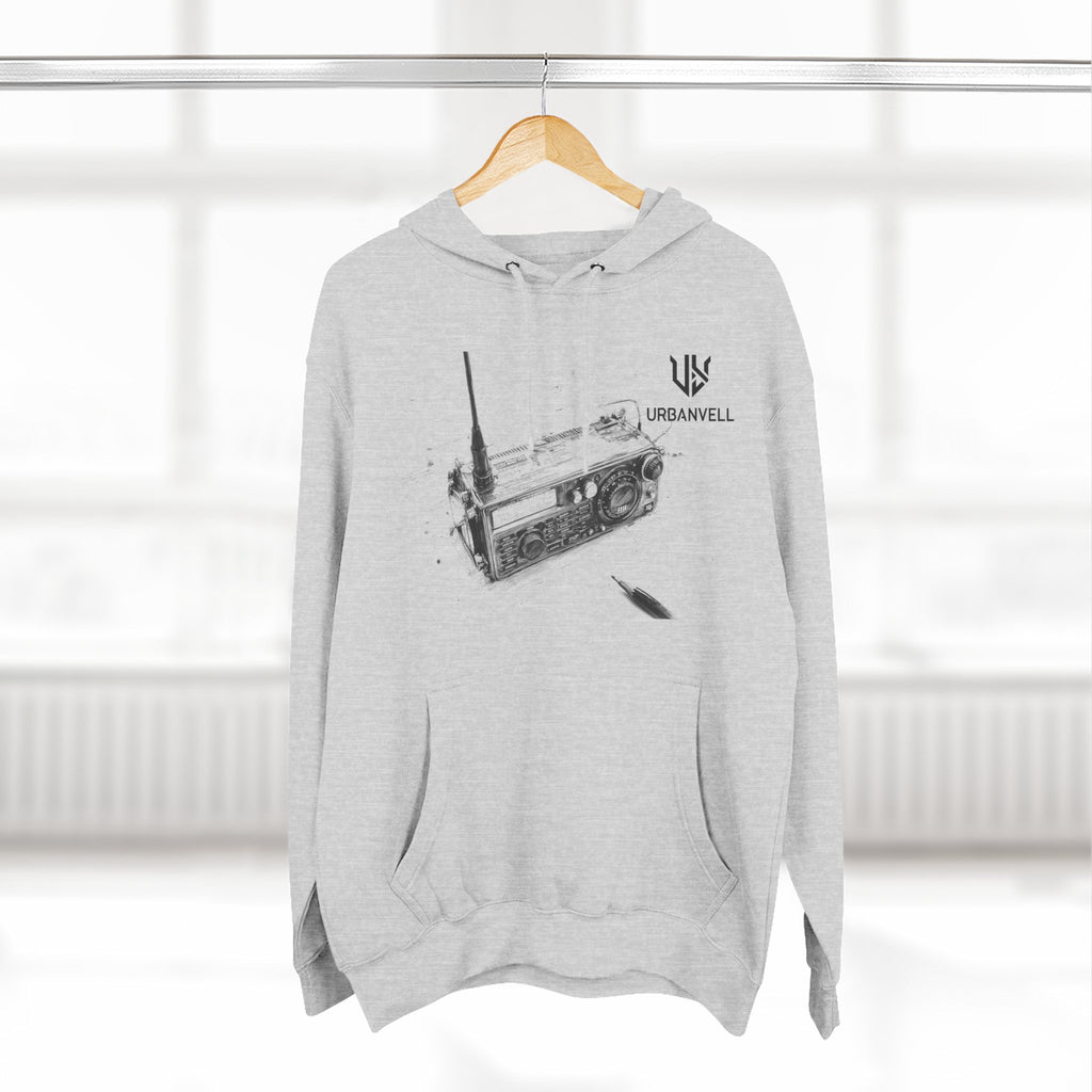 Walkie-Talkie Radio Sketch Hoodie — URBANVELL Minimal Urban Radio Graphic Fleece Pullover