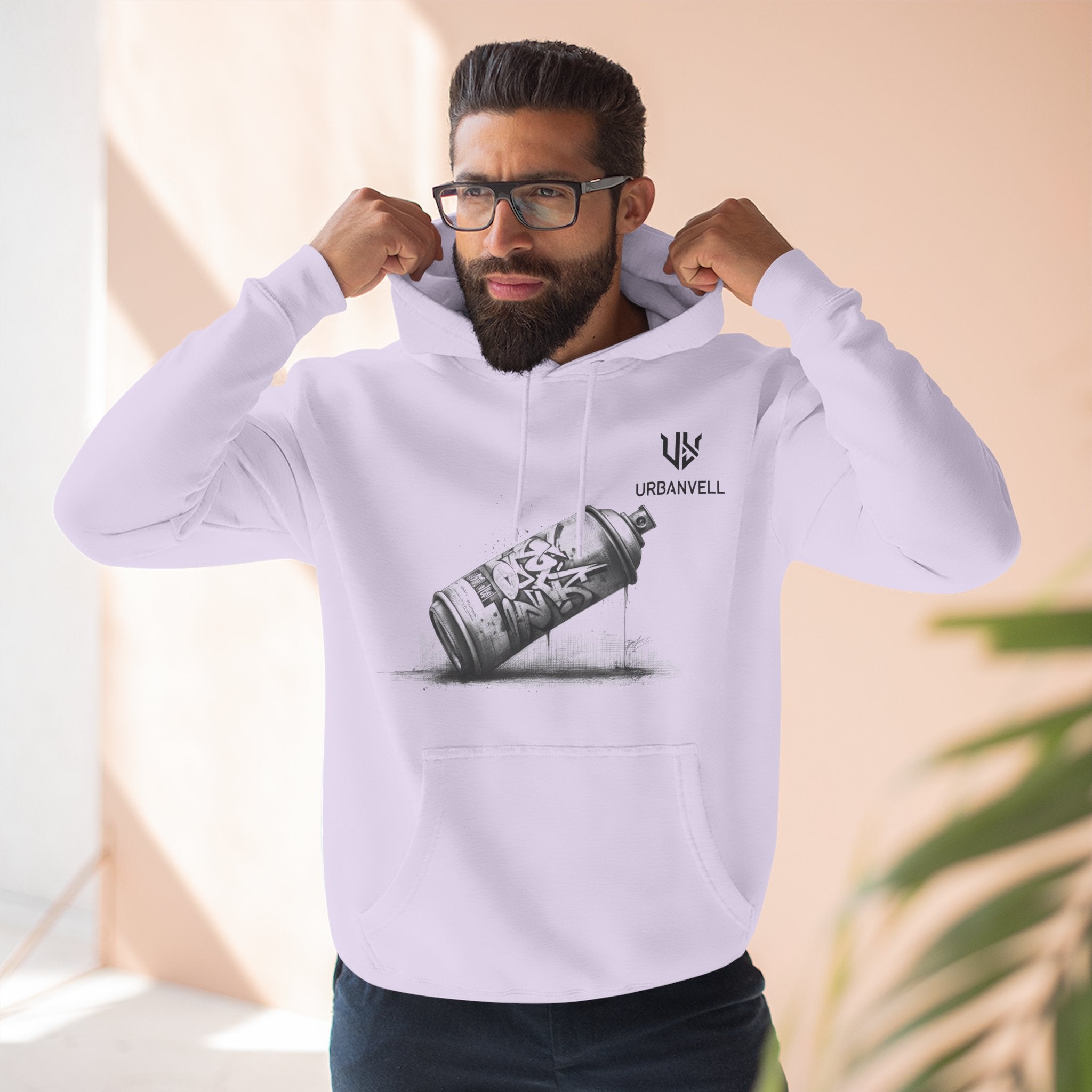 Graffiti Spray Can Sketch Hoodie — URBANVELL Urban Art Streetwear Fleece Pullover