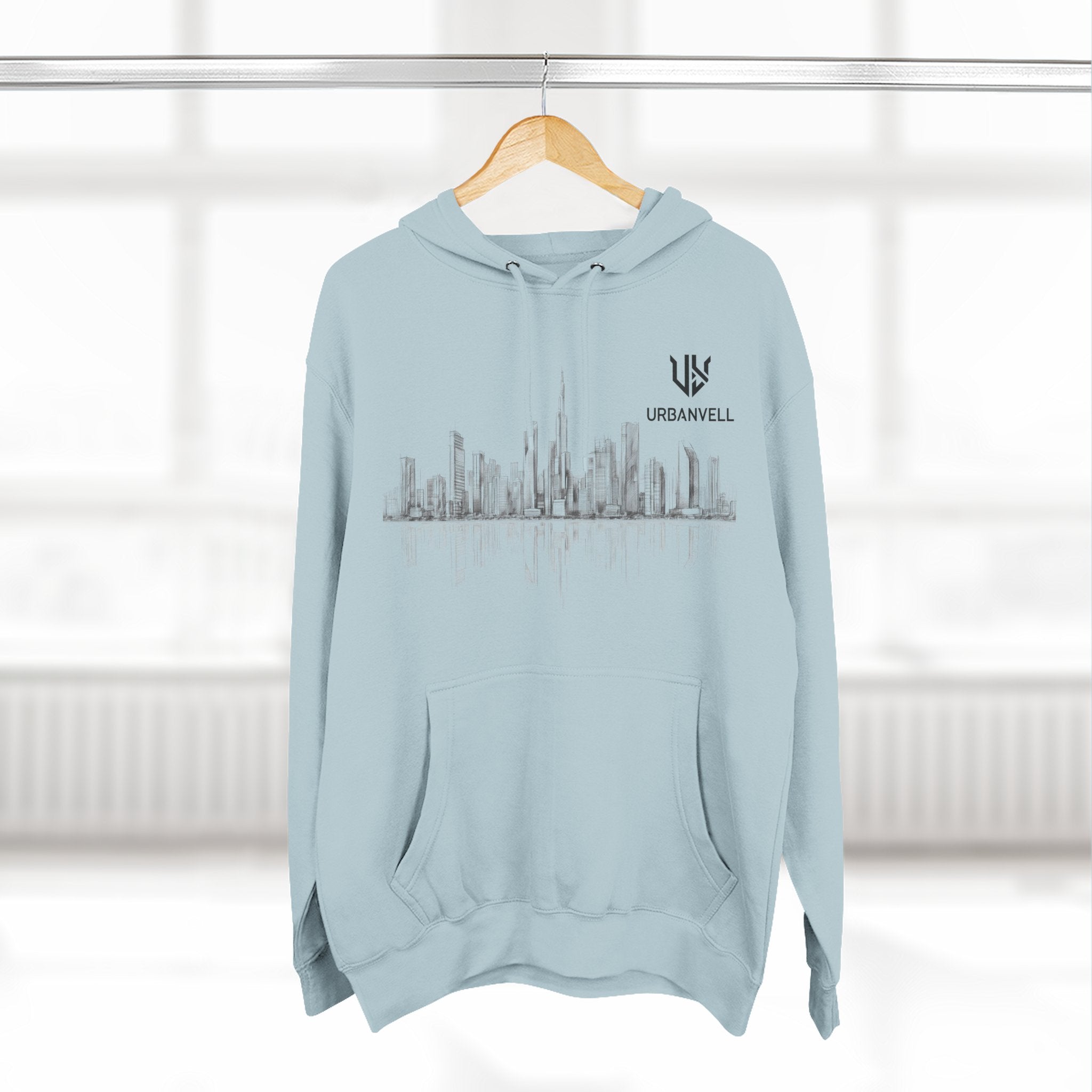 City Skyline Hoodie — URBANVELL Minimal Urban Sketch Fleece Pullover