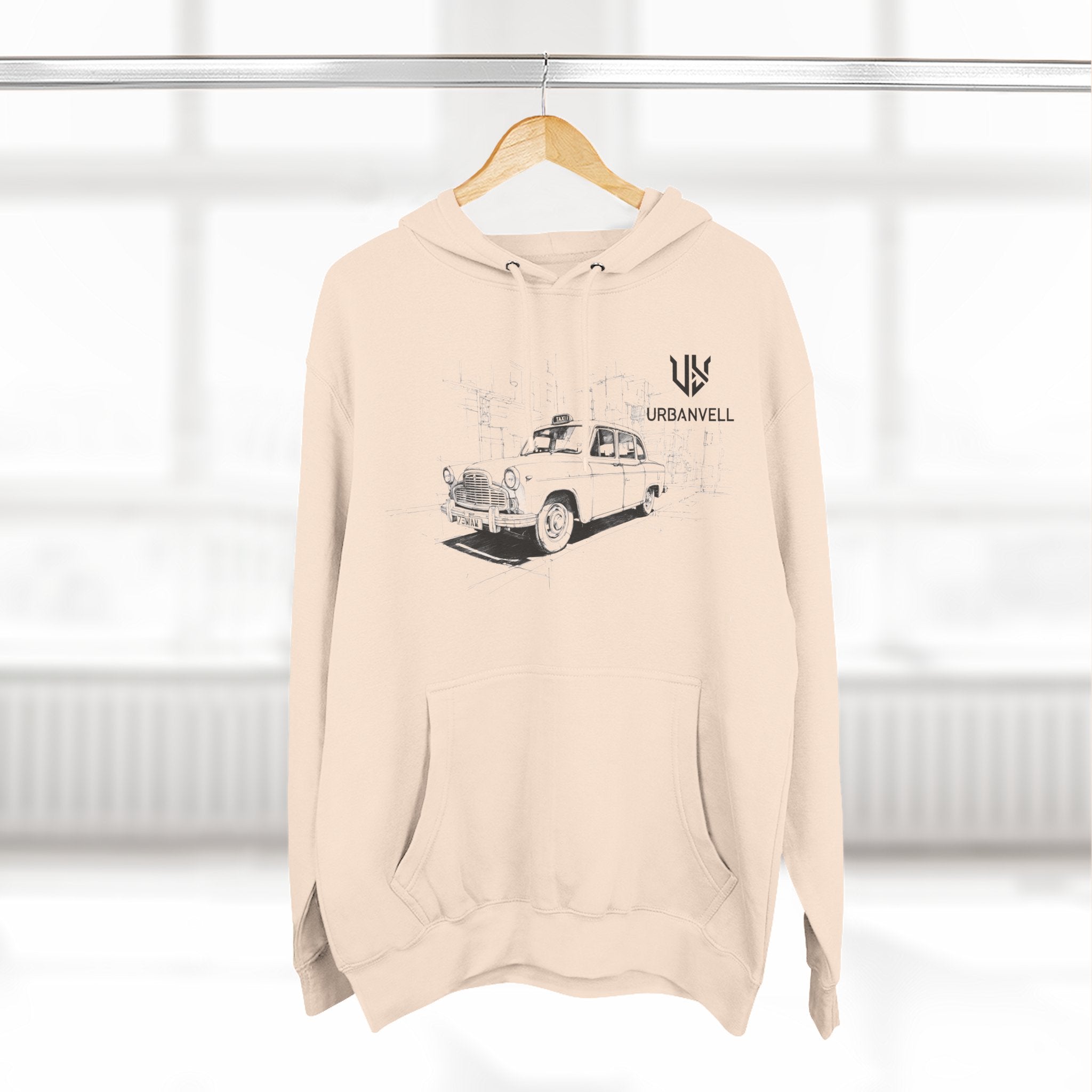 Old City Cab Illustration Hoodie — URBANVELL Classic Convertible Graphic Hoodie