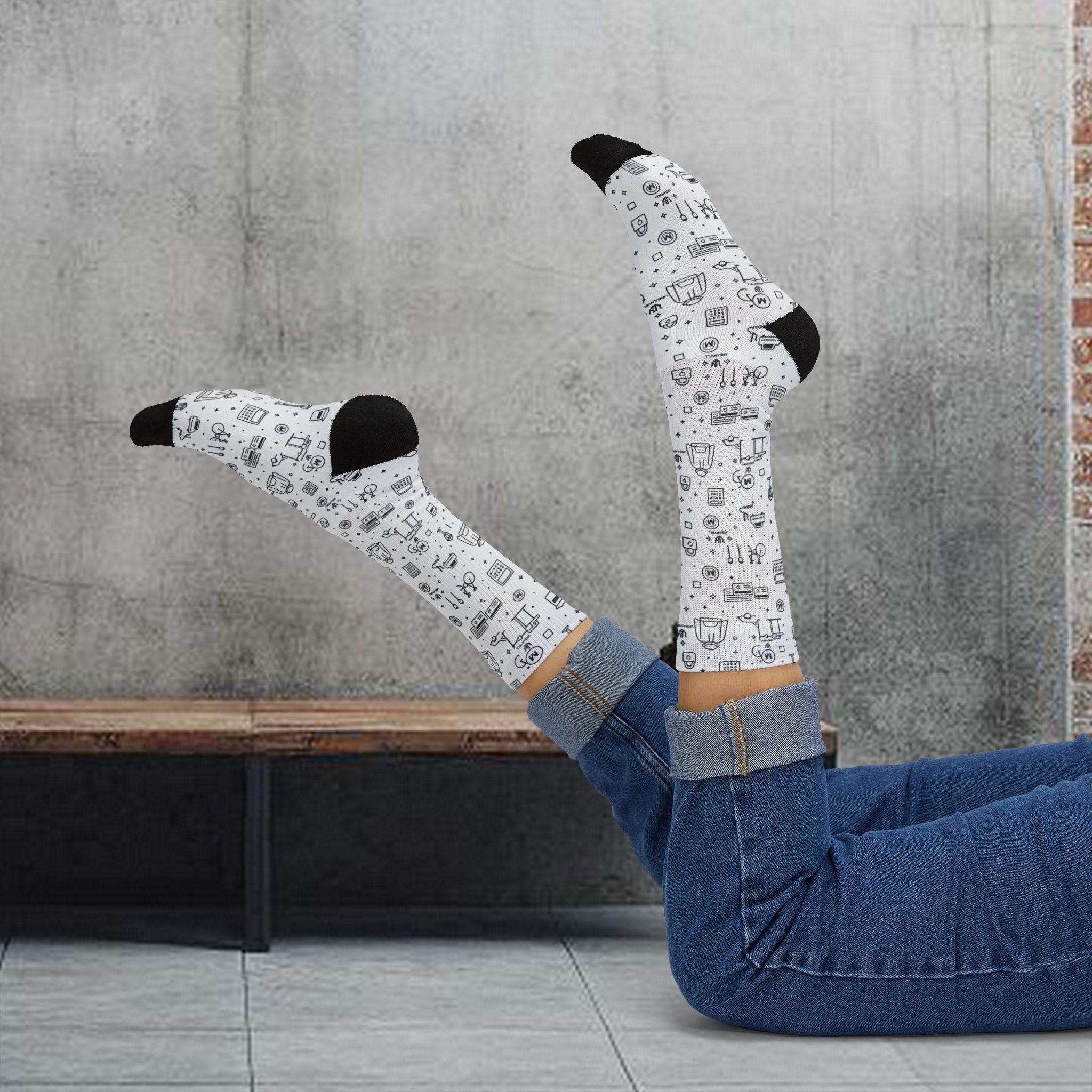 URBAN Pattern Sublimation Socks — URBANVELL Retro Gadgets All-Over Print