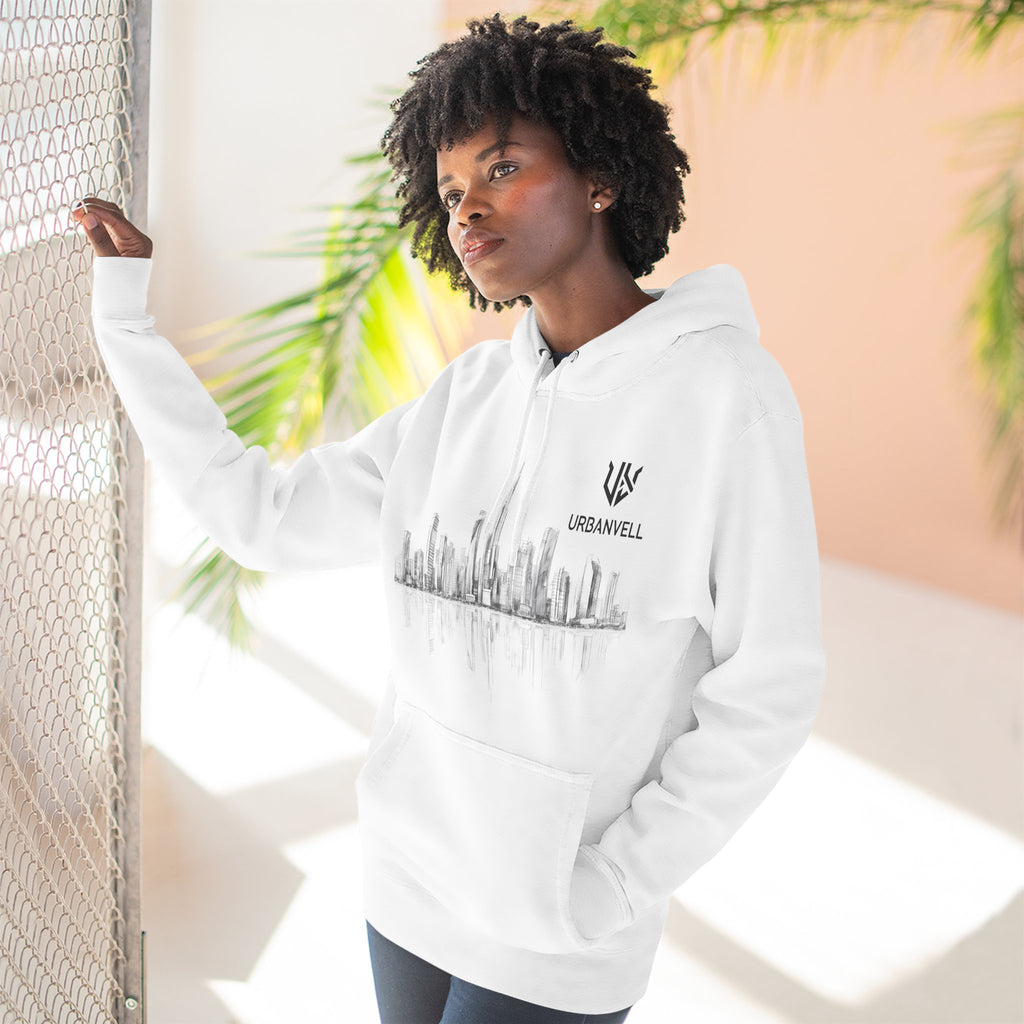 City Skyline Hoodie — URBANVELL Minimal Urban Sketch Fleece Pullover