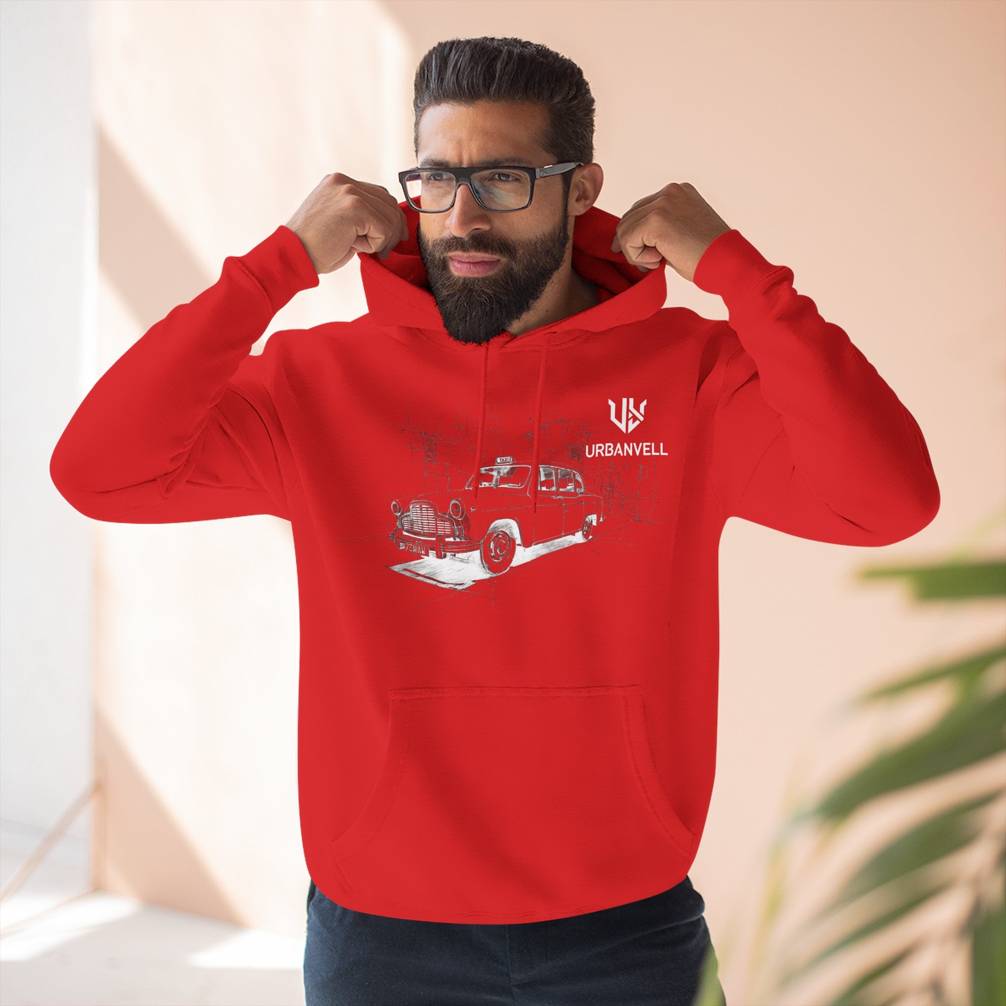 Old City Cab Illustration Hoodie — URBANVELL Classic Convertible Graphic Hoodie