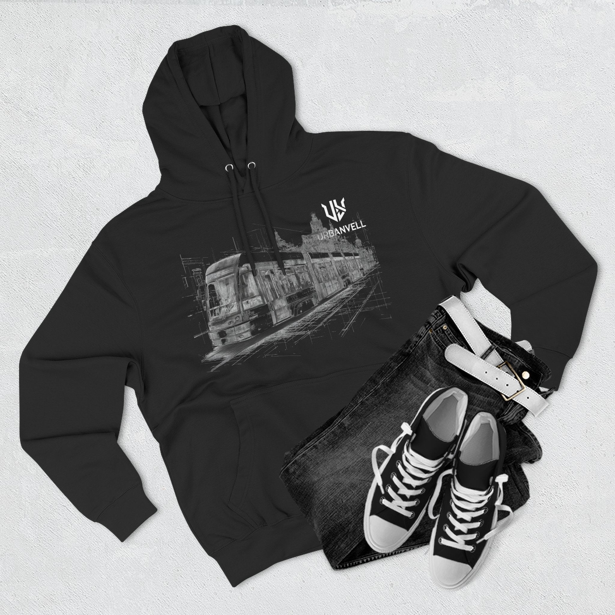 Light Rail Train Hoodie — URBANVELL Sketch Transit Design