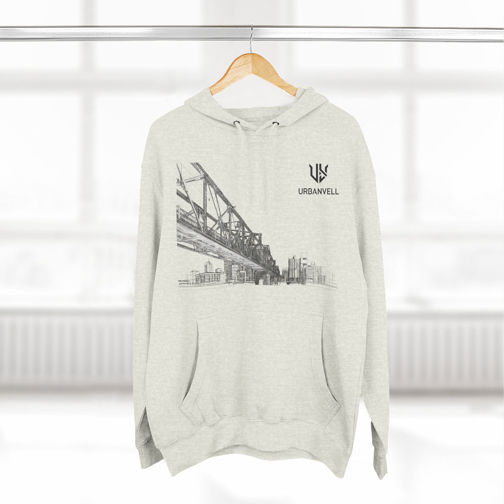 Railway Bridge Skyline Hoodie — URBANVELL Architectural Graphic Pullover