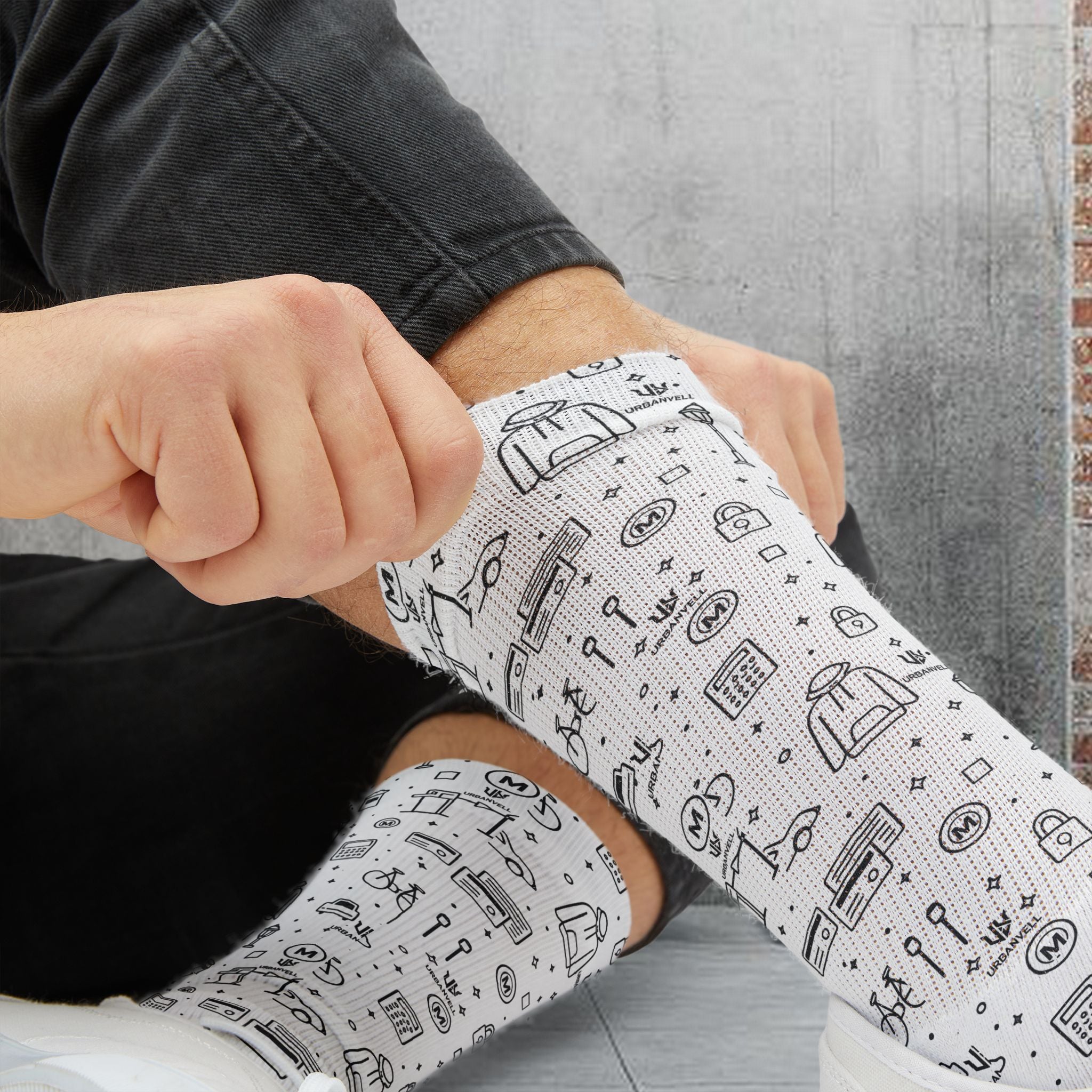 URBAN Pattern Sublimation Socks — URBANVELL Retro Gadgets All-Over Print