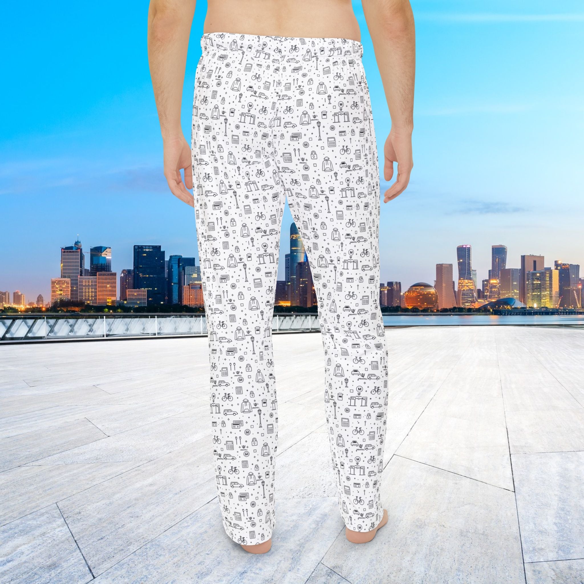 Men's Pajama Pants — URBANVELL Cozy All-Over Cute Robot Print Lounge Pants