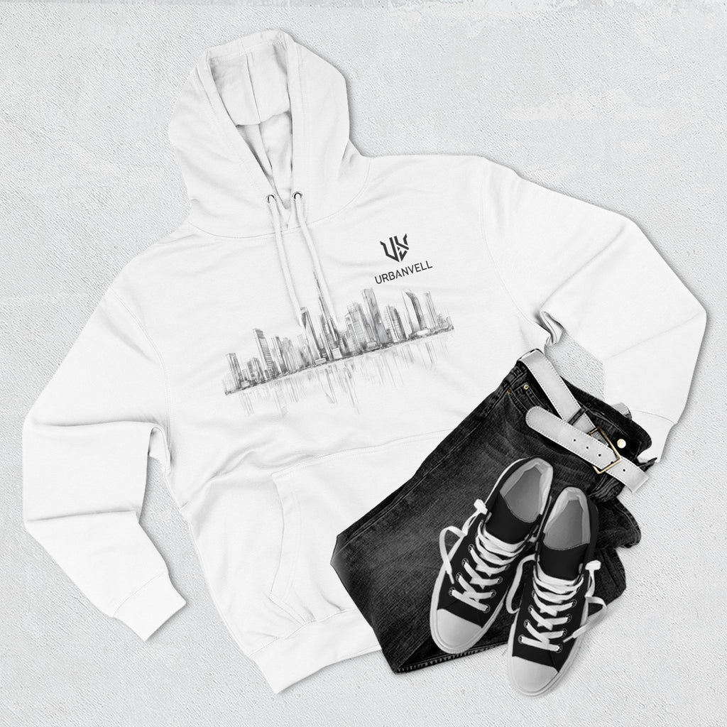 City Skyline Hoodie — URBANVELL Minimal Urban Sketch Fleece Pullover