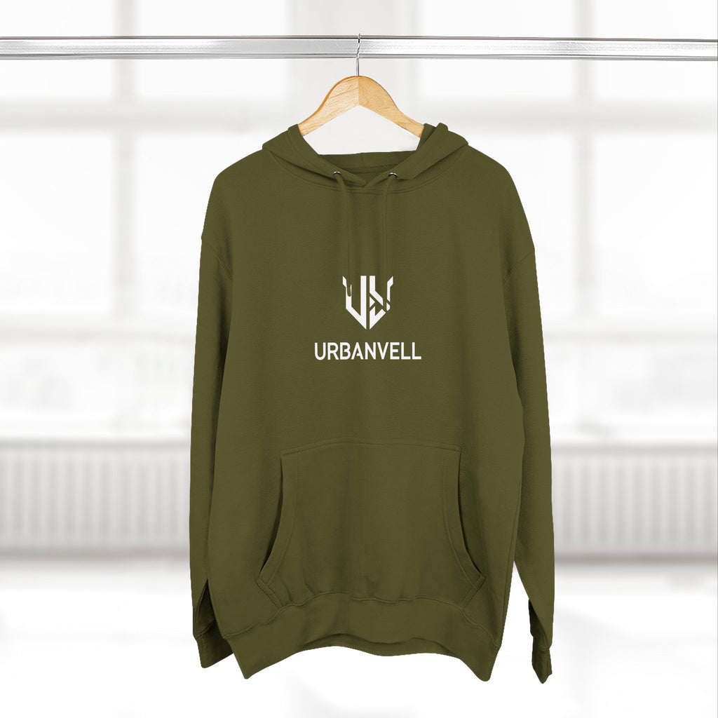URBANVELL Centered Minimal Logo Hoodie — Classic Fleece Pullover