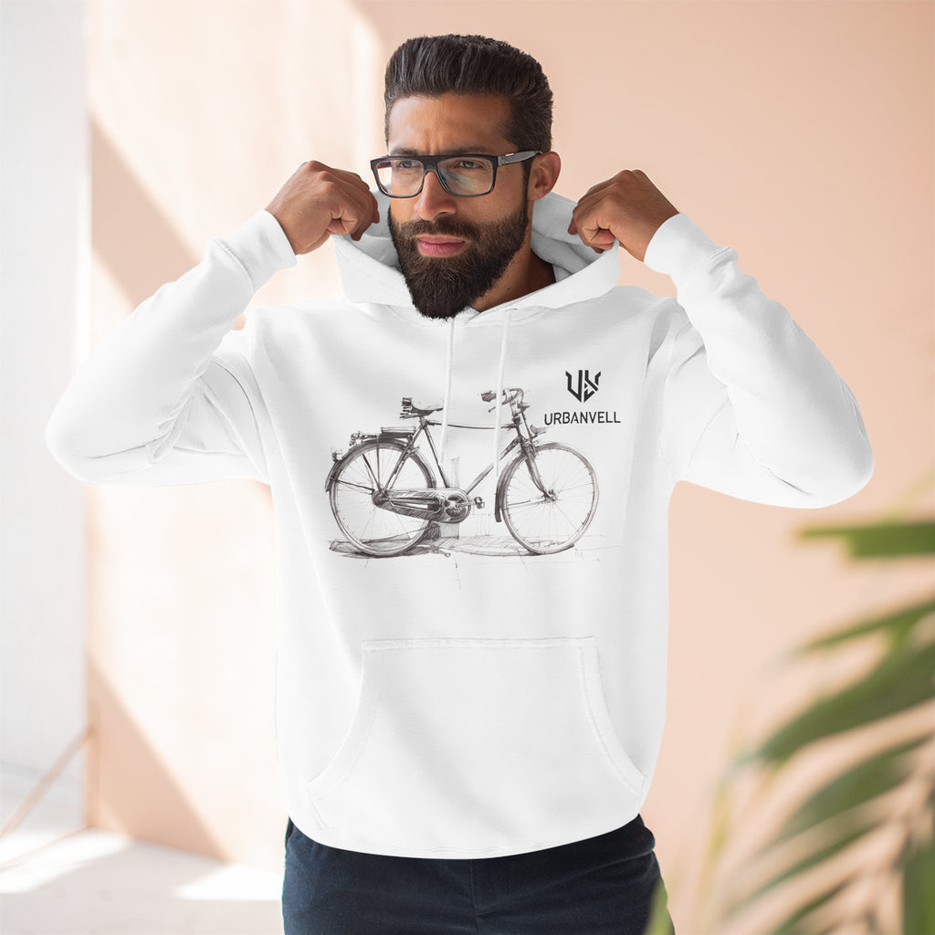 Bicycle Sketch Hoodie — URBANVELL Vintage Bike Illustration Fleece Pullover