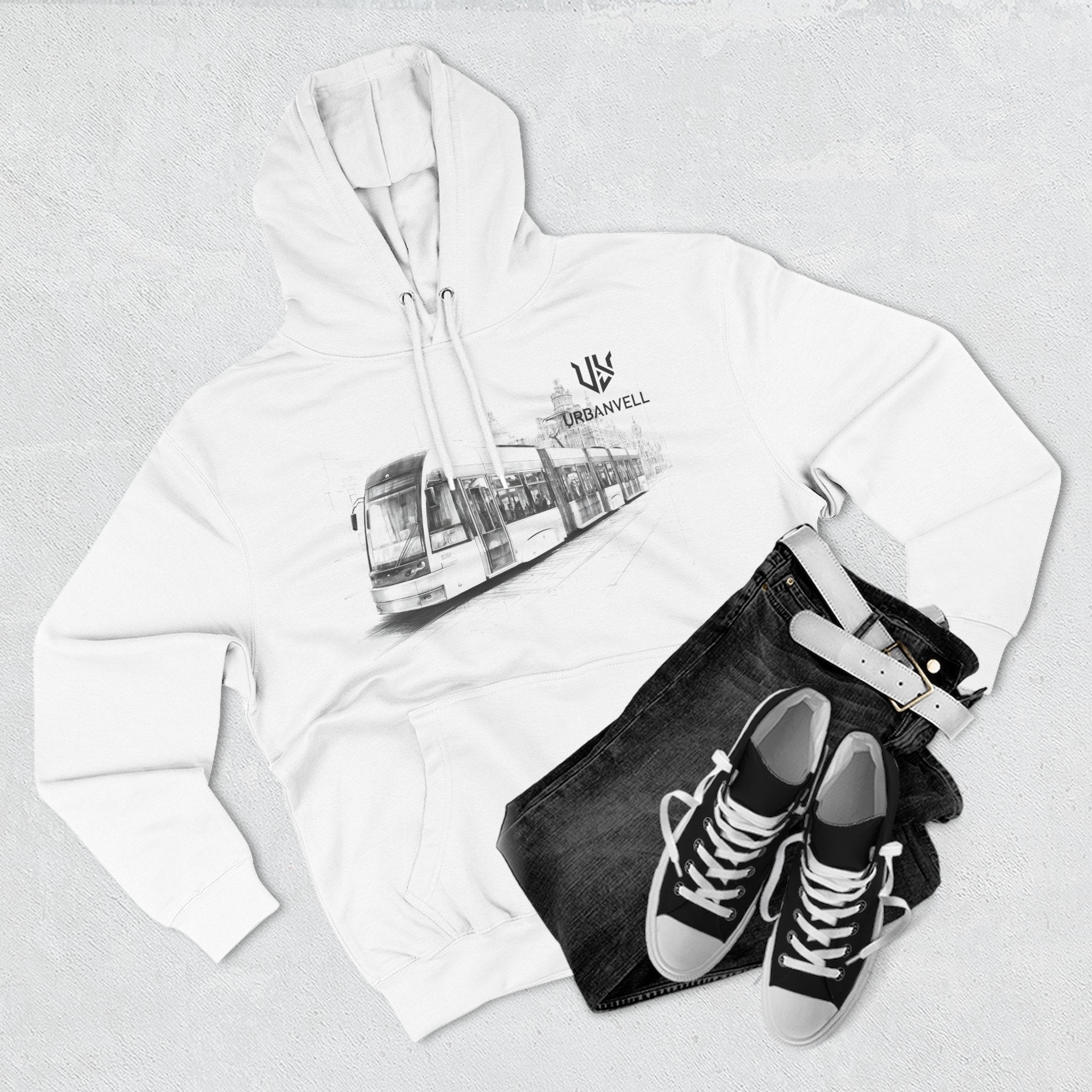 Light Rail Train Hoodie — URBANVELL Sketch Transit Design