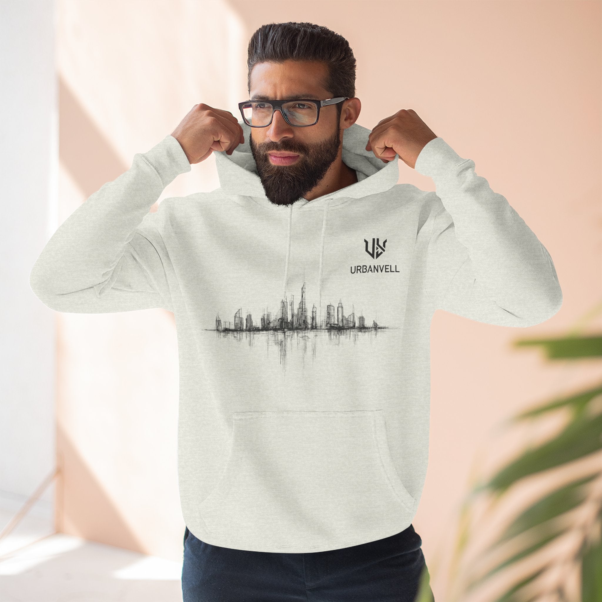 City Skyline Soundwave Hoodie — URBANVELL Minimal Urban Graphic Fleece Pullover