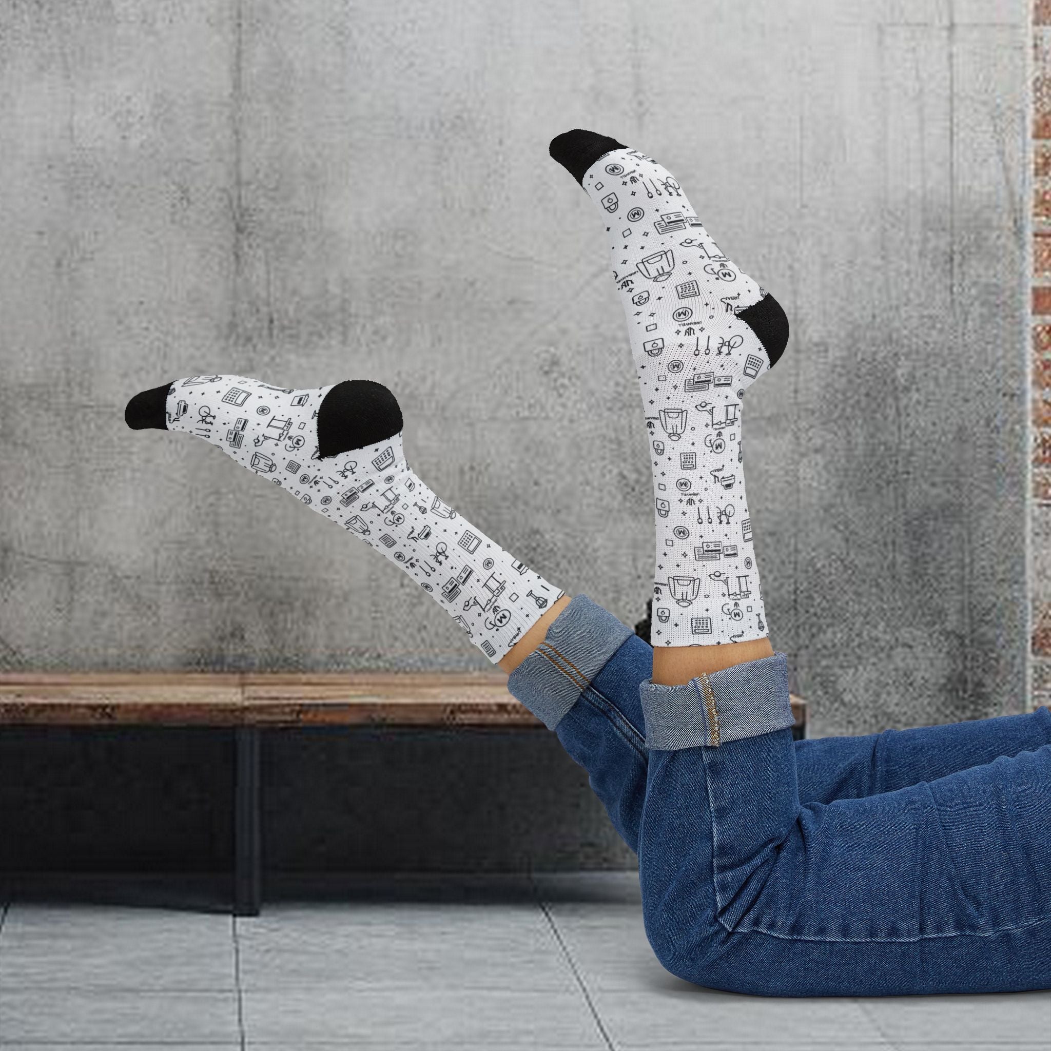 URBAN Pattern Sublimation Socks — URBANVELL Retro Gadgets All-Over Print