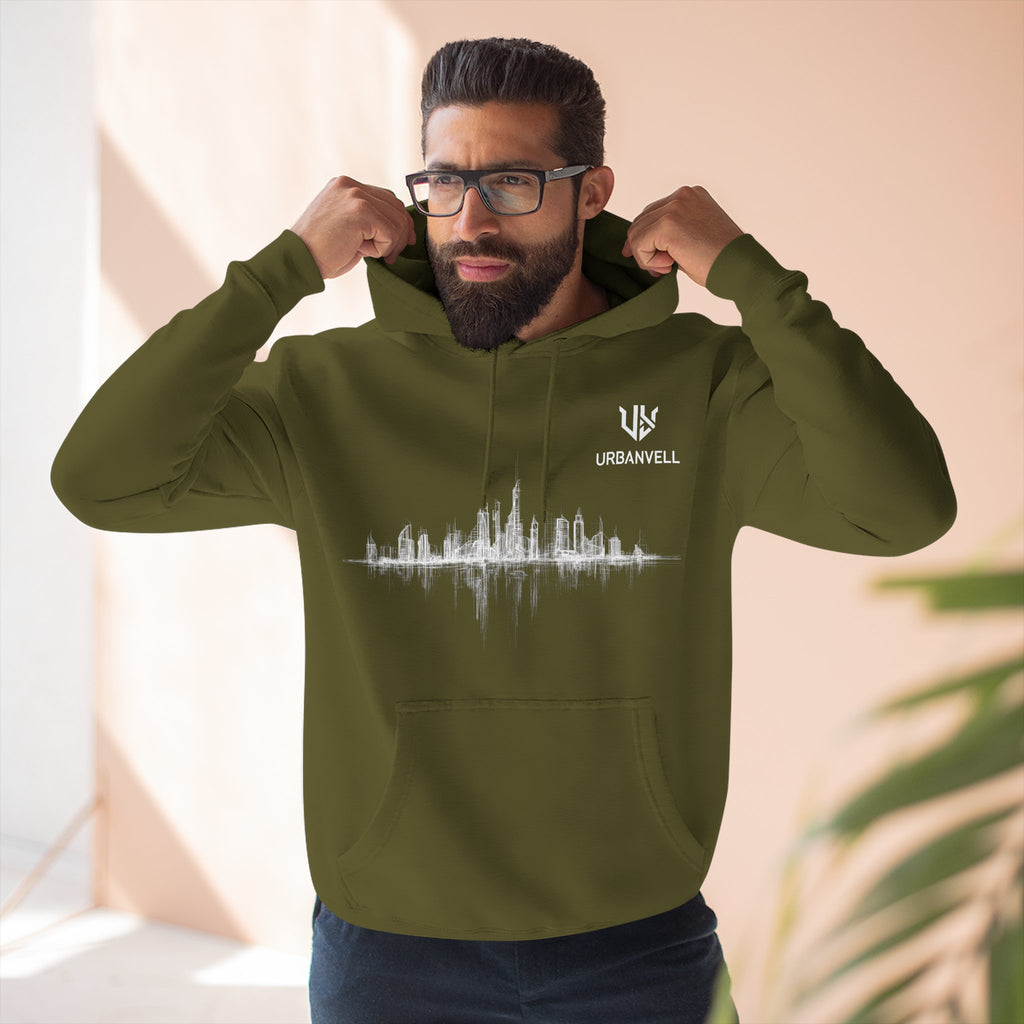City Skyline Soundwave Hoodie — URBANVELL Minimal Urban Graphic Fleece Pullover