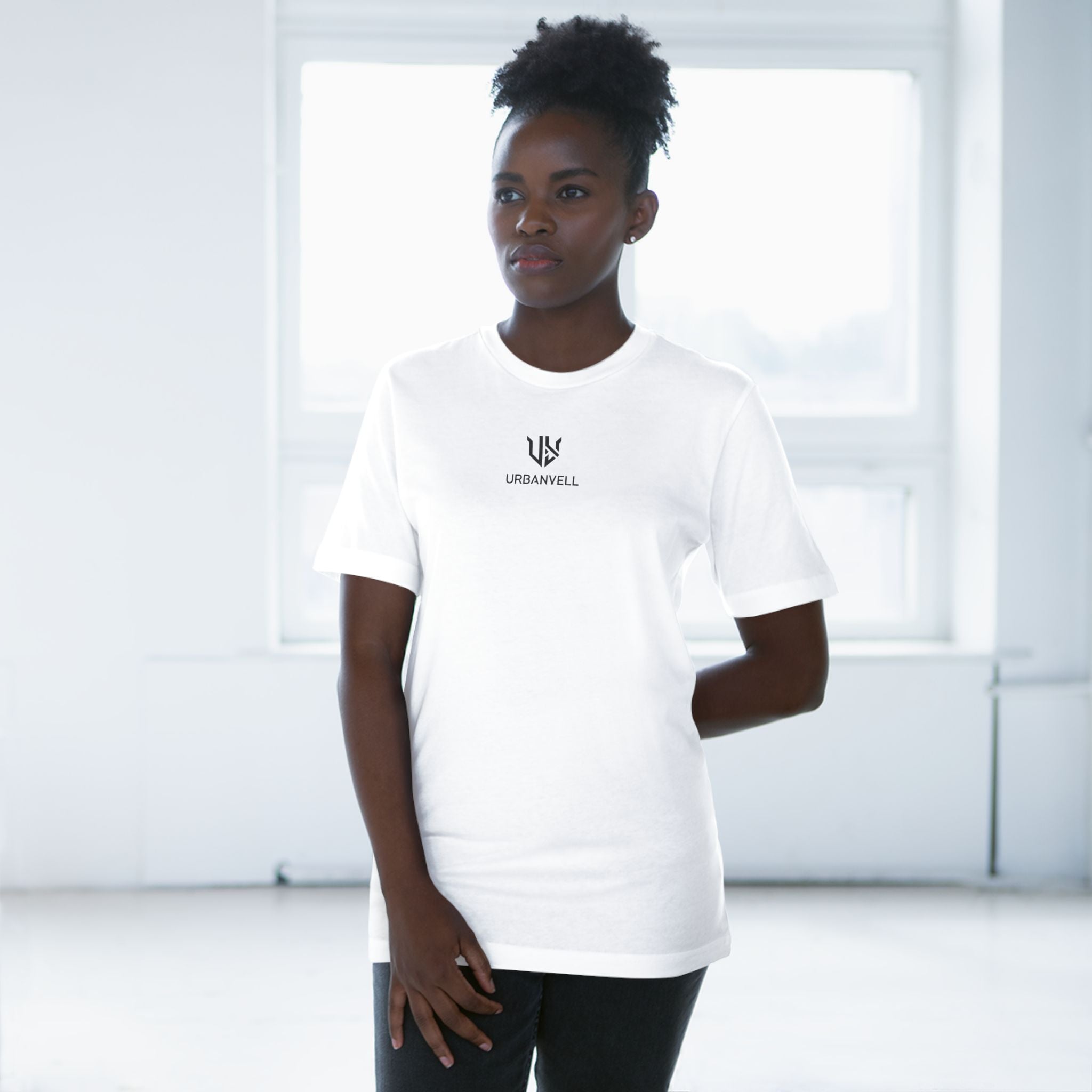 Minimal UrbanVell Centered Logo T‑Shirt — URBANVELL Clean Small Chest Logo Tee
