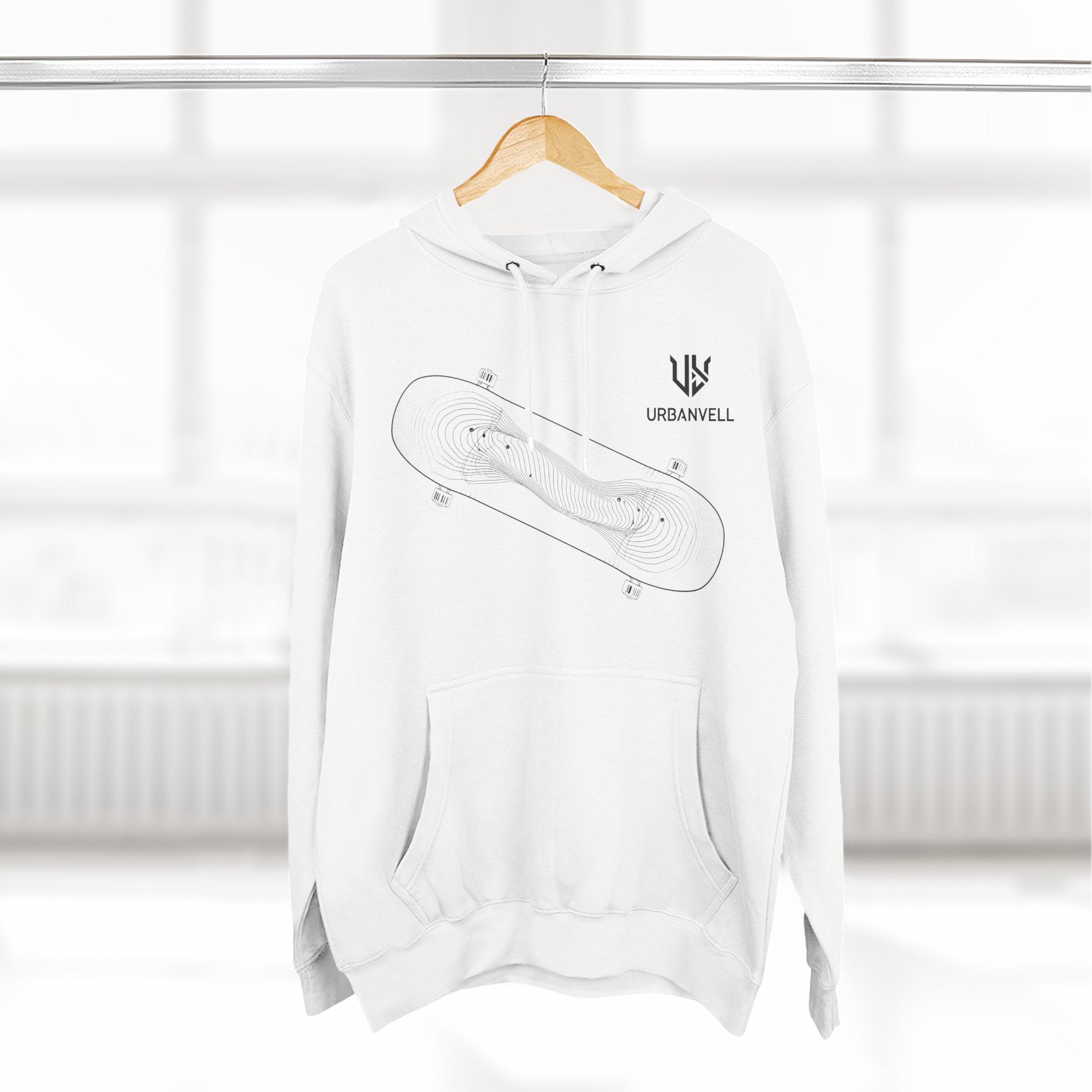 Skateboard Minimalist Fleece Hoodie — Urbanvell Logo Pullover