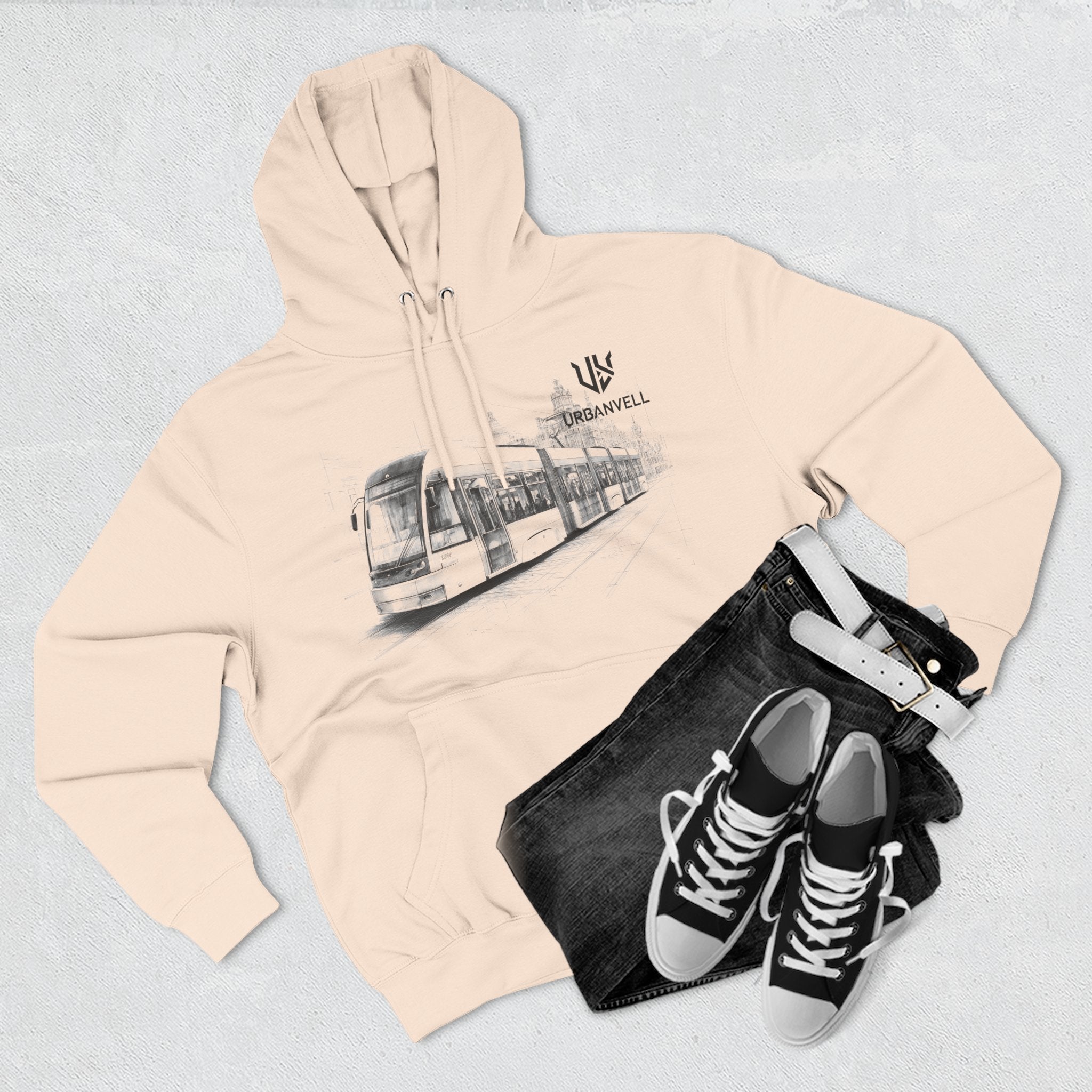 Light Rail Train Hoodie — URBANVELL Sketch Transit Design