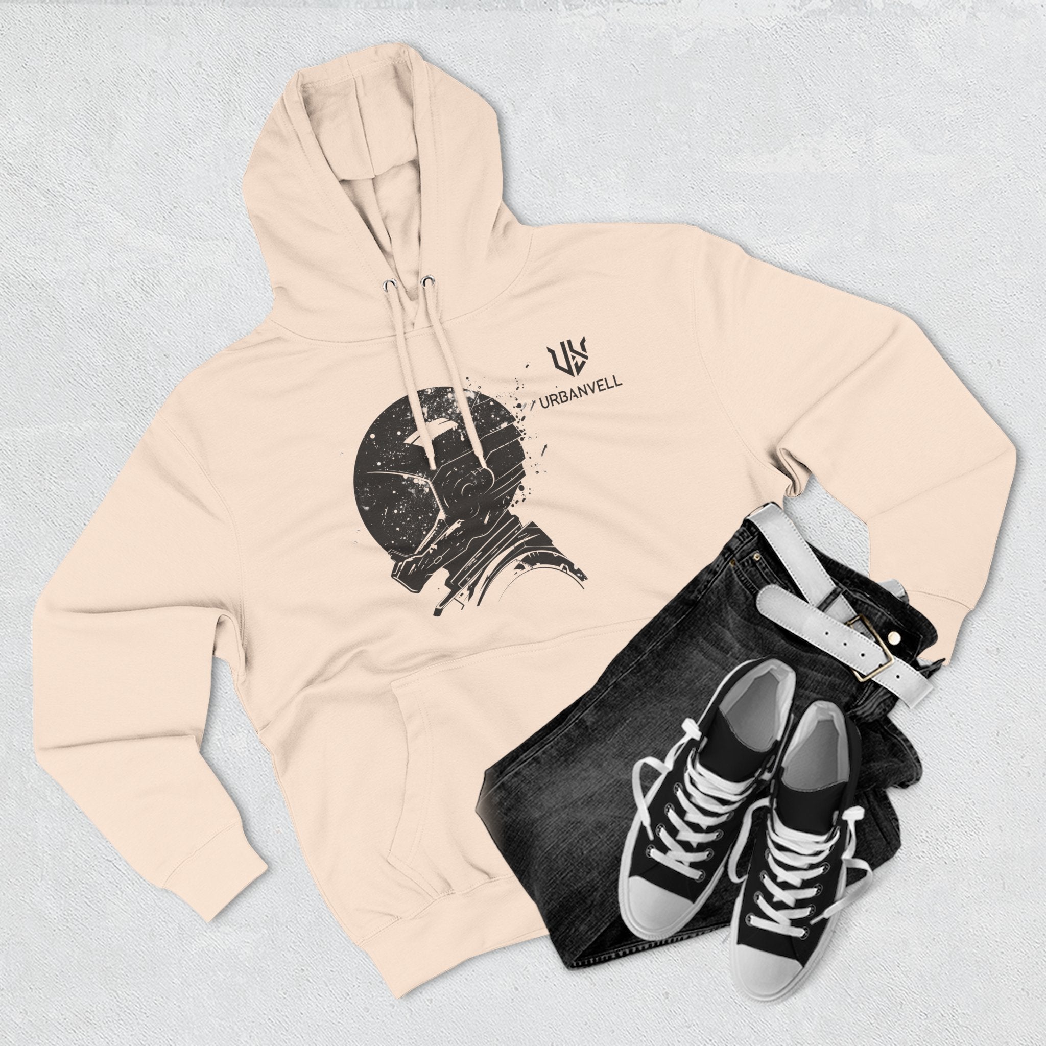 Helmet Hoodie — Vintage Space Helmet Graphic Fleece Hoodie