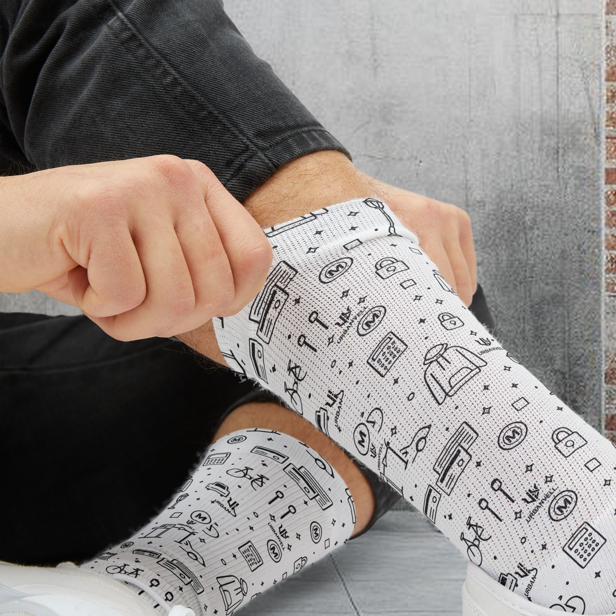 URBAN Pattern Sublimation Socks — URBANVELL Retro Gadgets All-Over Print