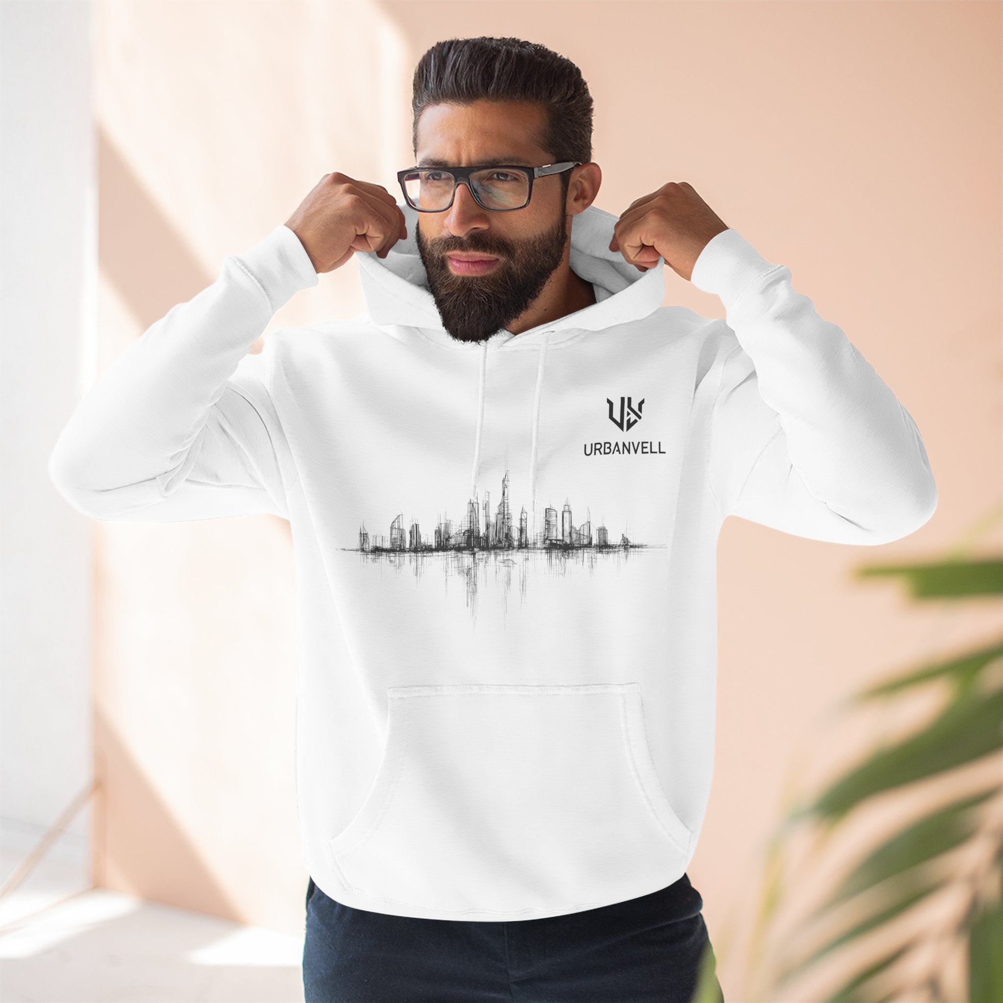 City Skyline Soundwave Hoodie — URBANVELL Minimal Urban Graphic Fleece Pullover