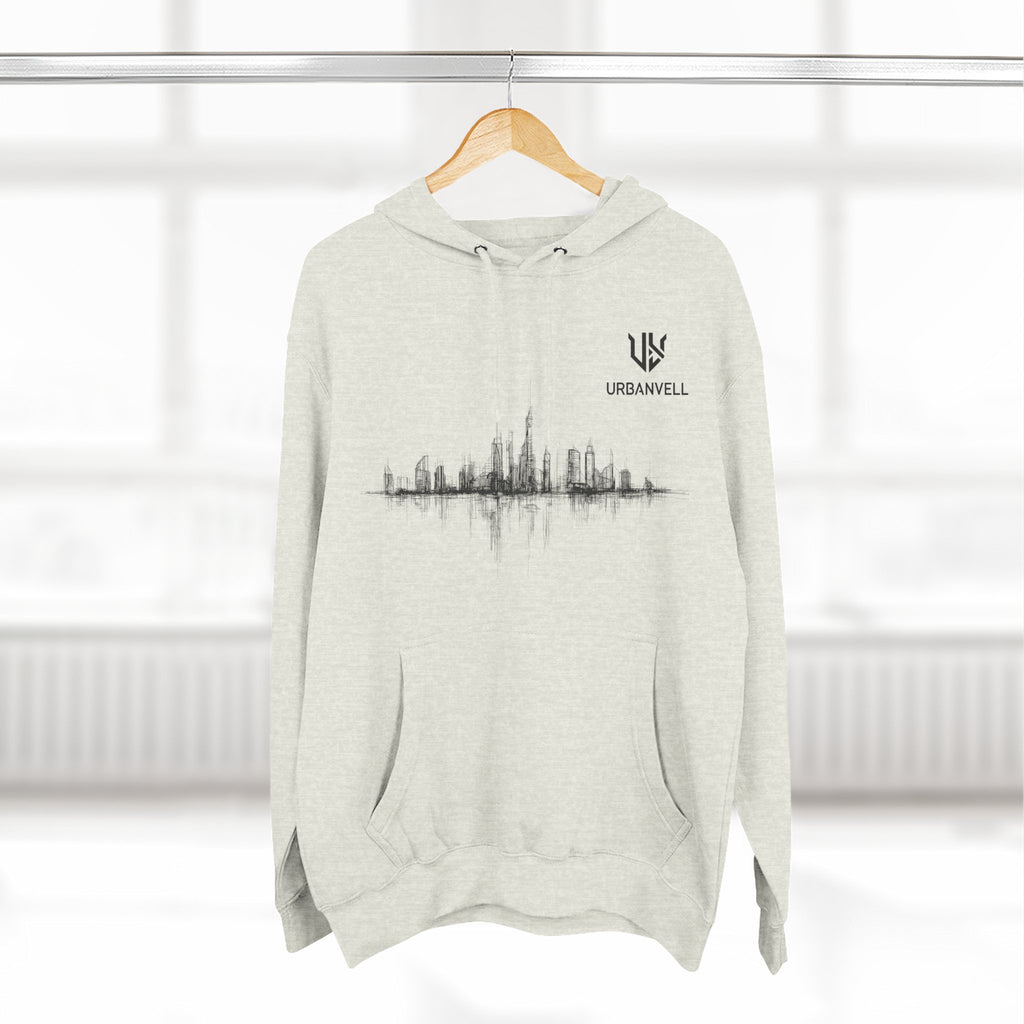 City Skyline Soundwave Hoodie — URBANVELL Minimal Urban Graphic Fleece Pullover