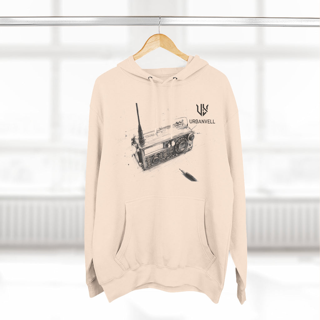 Walkie-Talkie Radio Sketch Hoodie — URBANVELL Minimal Urban Radio Graphic Fleece Pullover