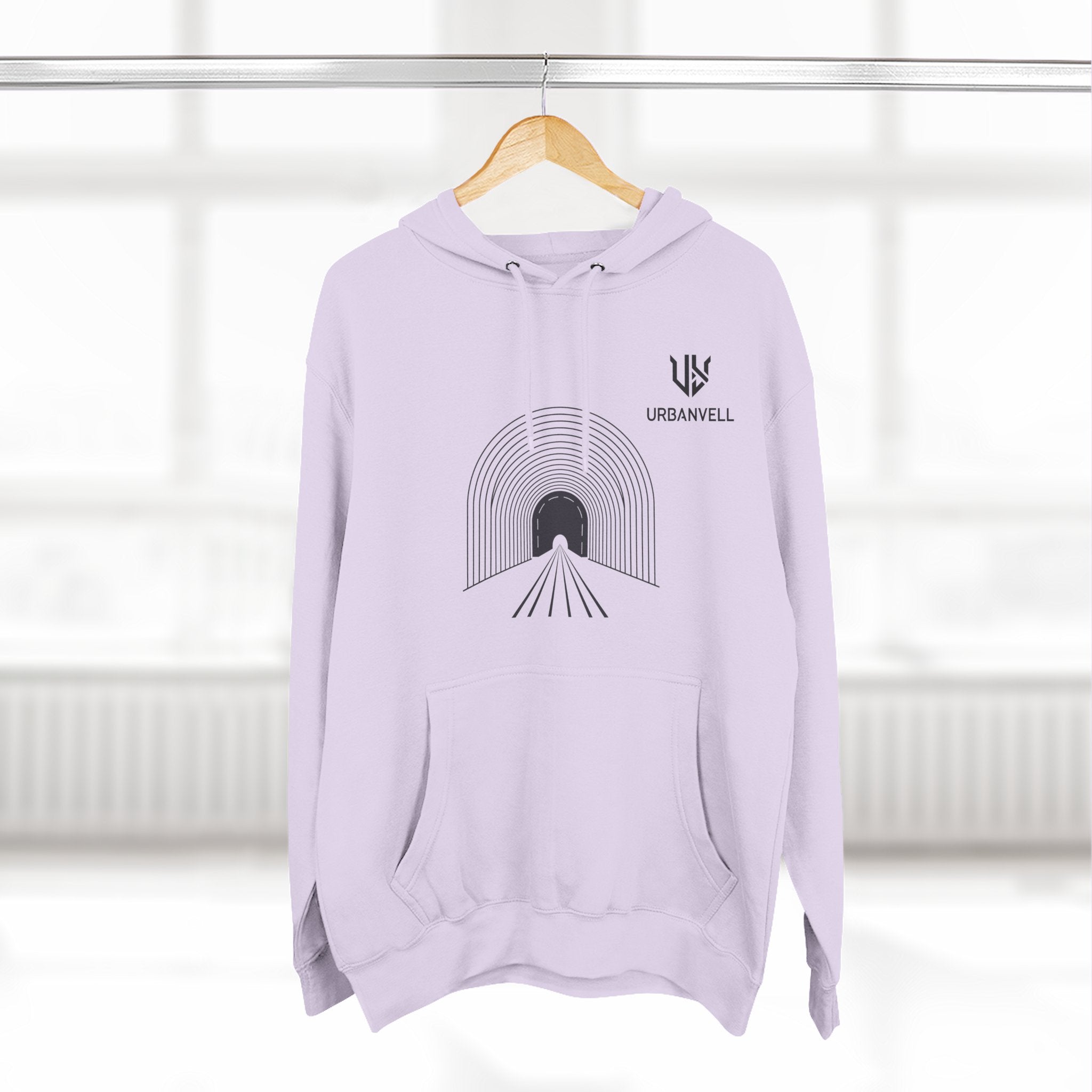 Minimalist Arch Tunnel Hoodie — URBANVELL Logo Fleece Pullover