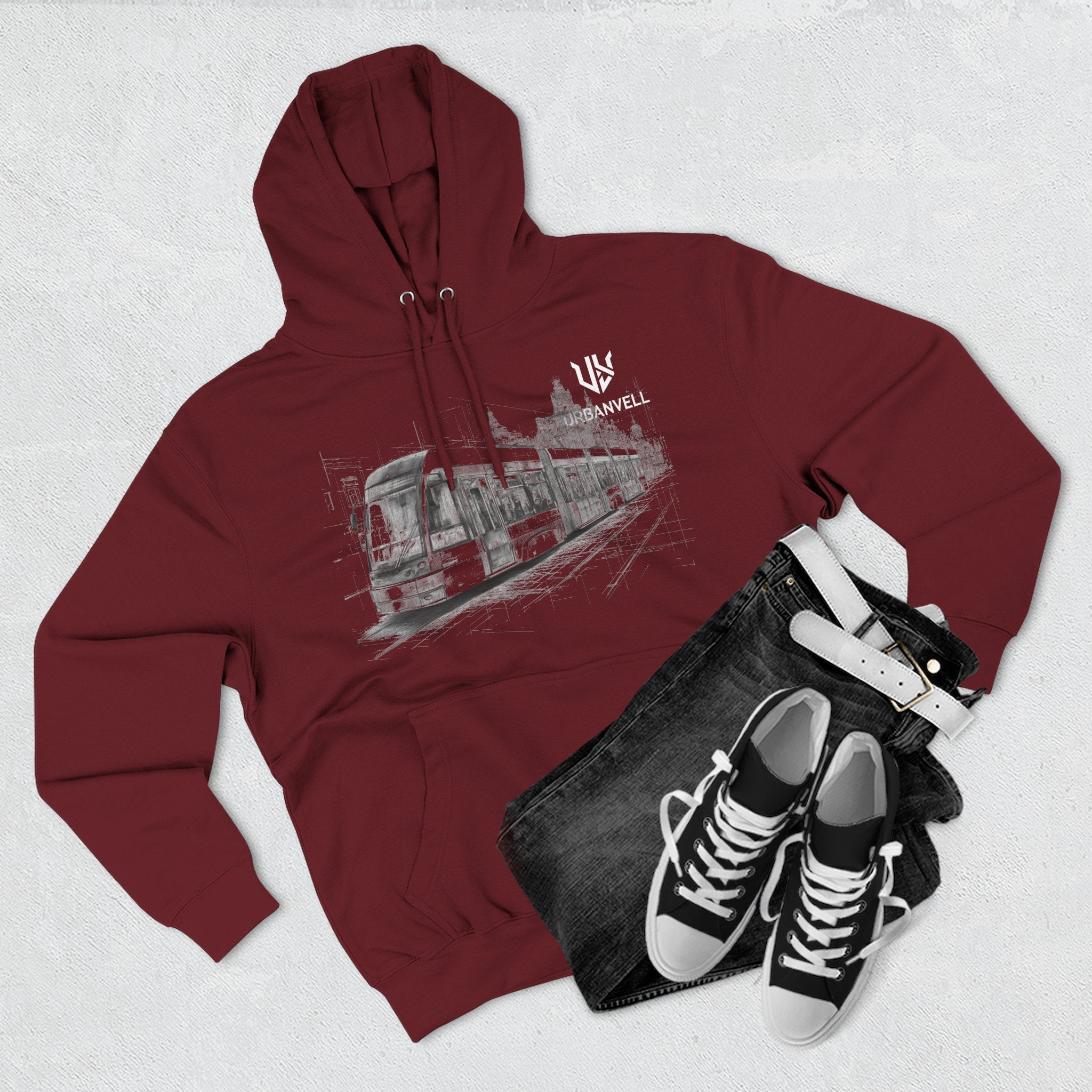 Light Rail Train Hoodie — URBANVELL Sketch Transit Design