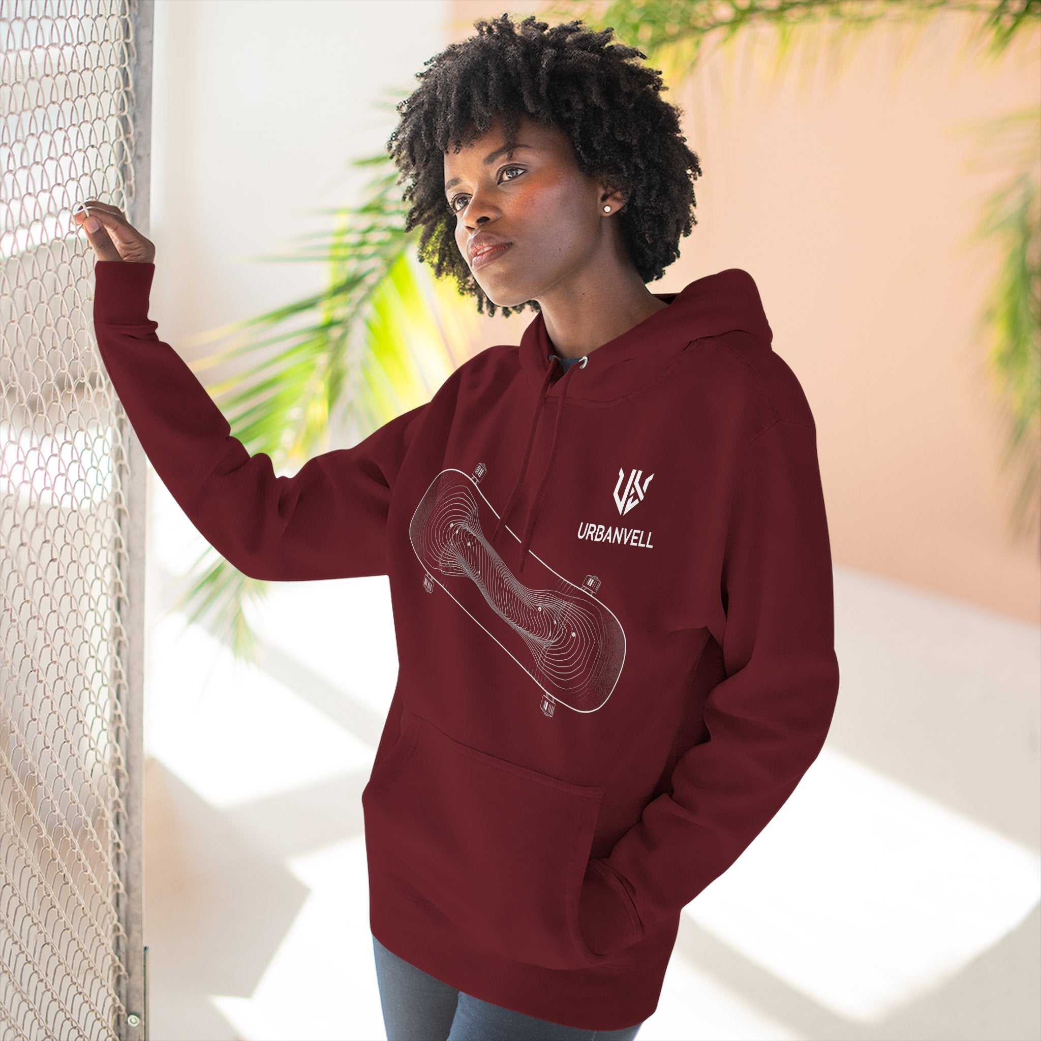 Skateboard Minimalist Fleece Hoodie — Urbanvell Logo Pullover