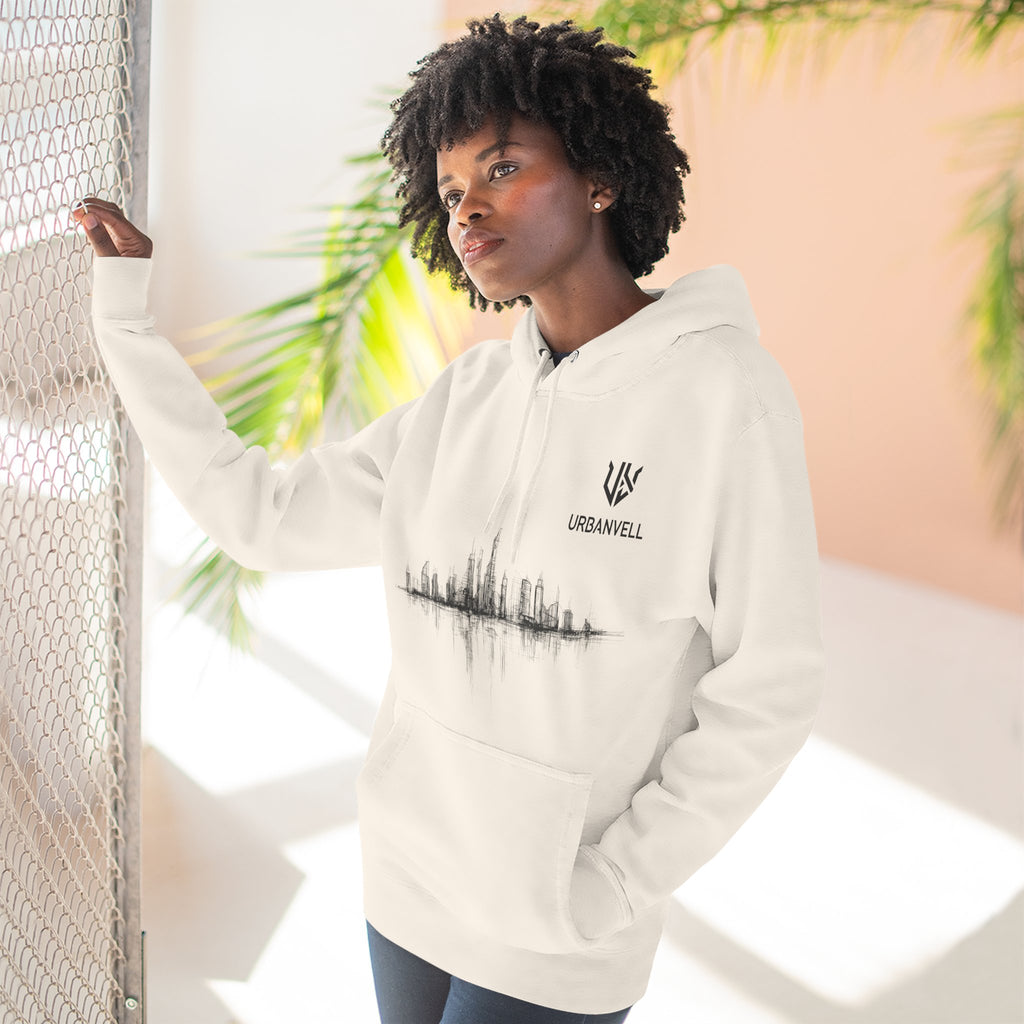 City Skyline Soundwave Hoodie — URBANVELL Minimal Urban Graphic Fleece Pullover