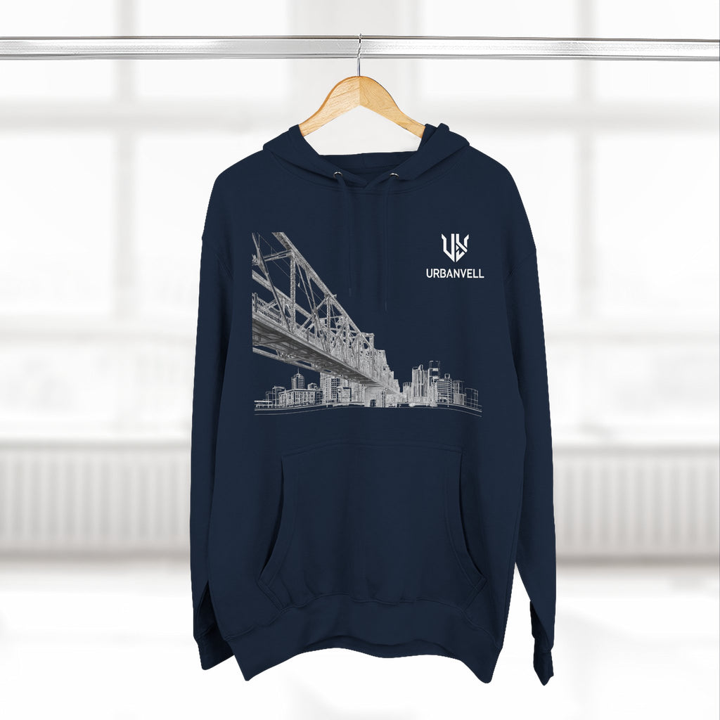 Railway Bridge Skyline Hoodie — URBANVELL Architectural Graphic Pullover