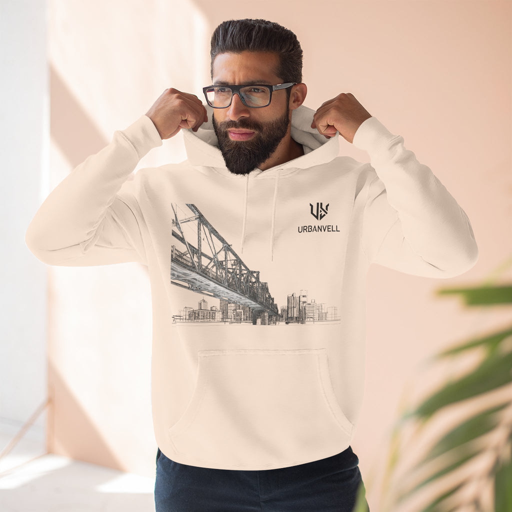 Railway Bridge Skyline Hoodie — URBANVELL Architectural Graphic Pullover