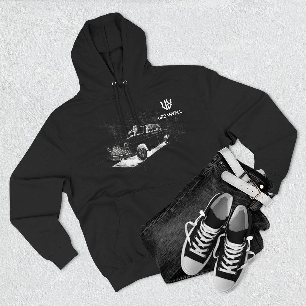 Old City Cab Illustration Hoodie — URBANVELL Classic Convertible Graphic Hoodie