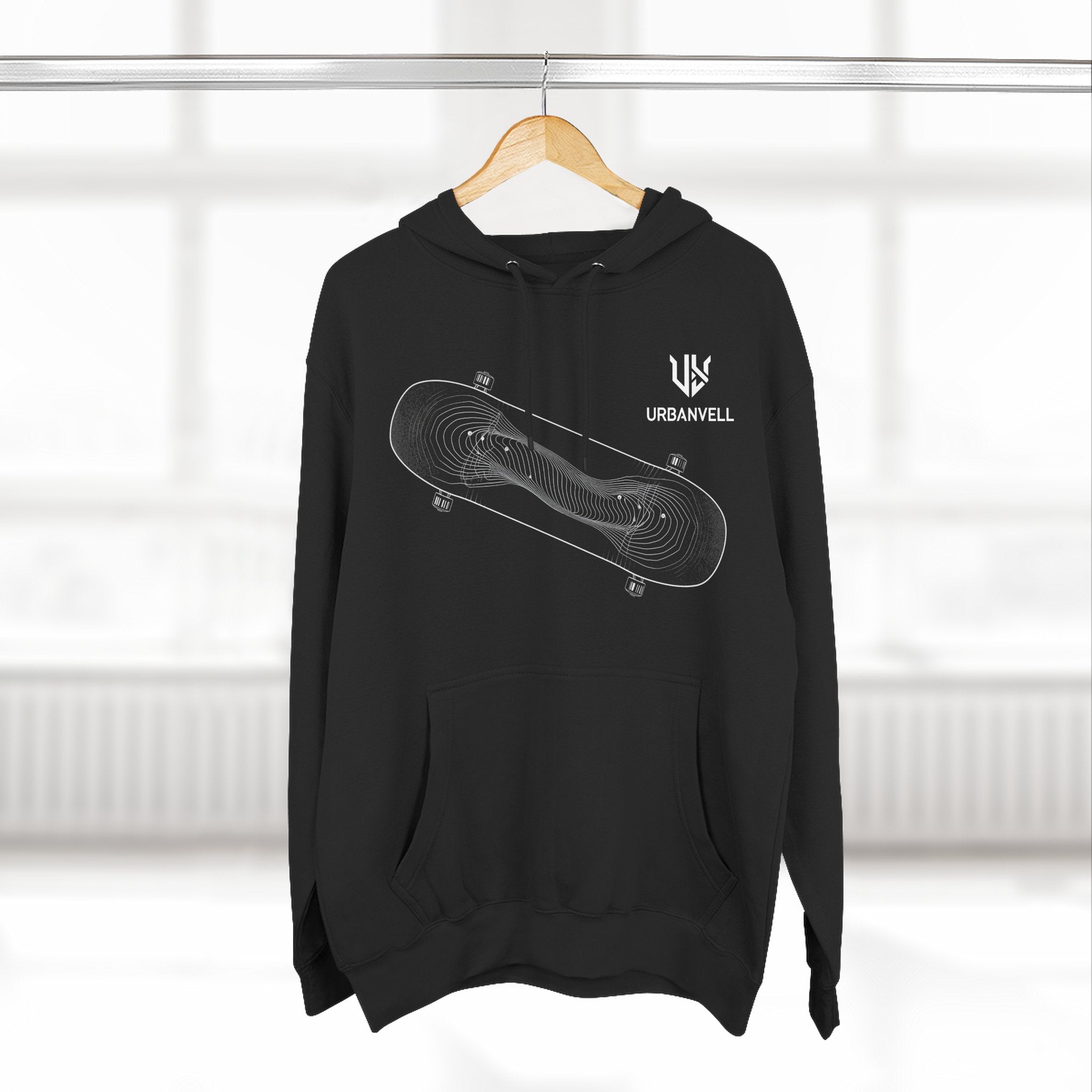 Skateboard Minimalist Fleece Hoodie — Urbanvell Logo Pullover