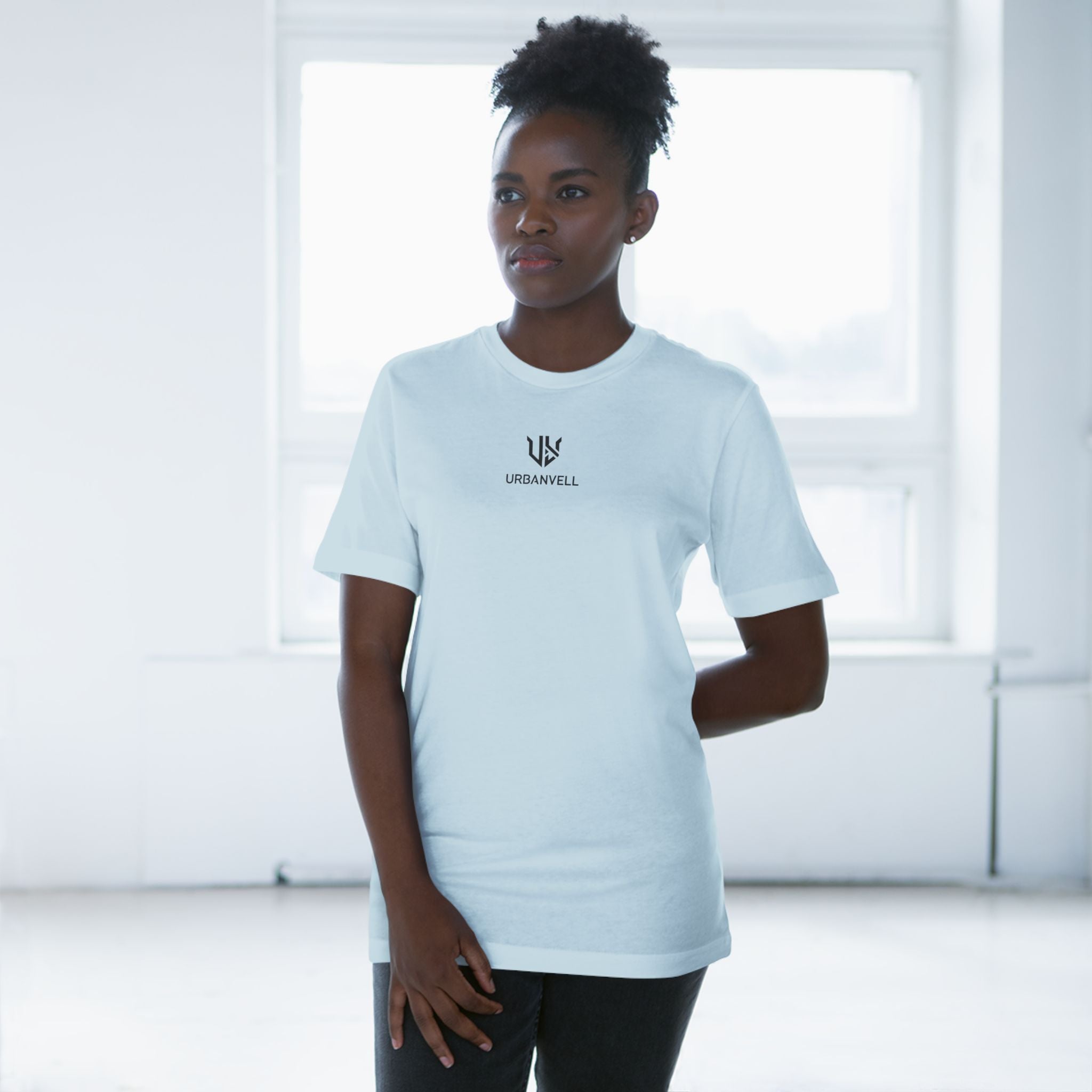 Minimal UrbanVell Centered Logo T‑Shirt — URBANVELL Clean Small Chest Logo Tee