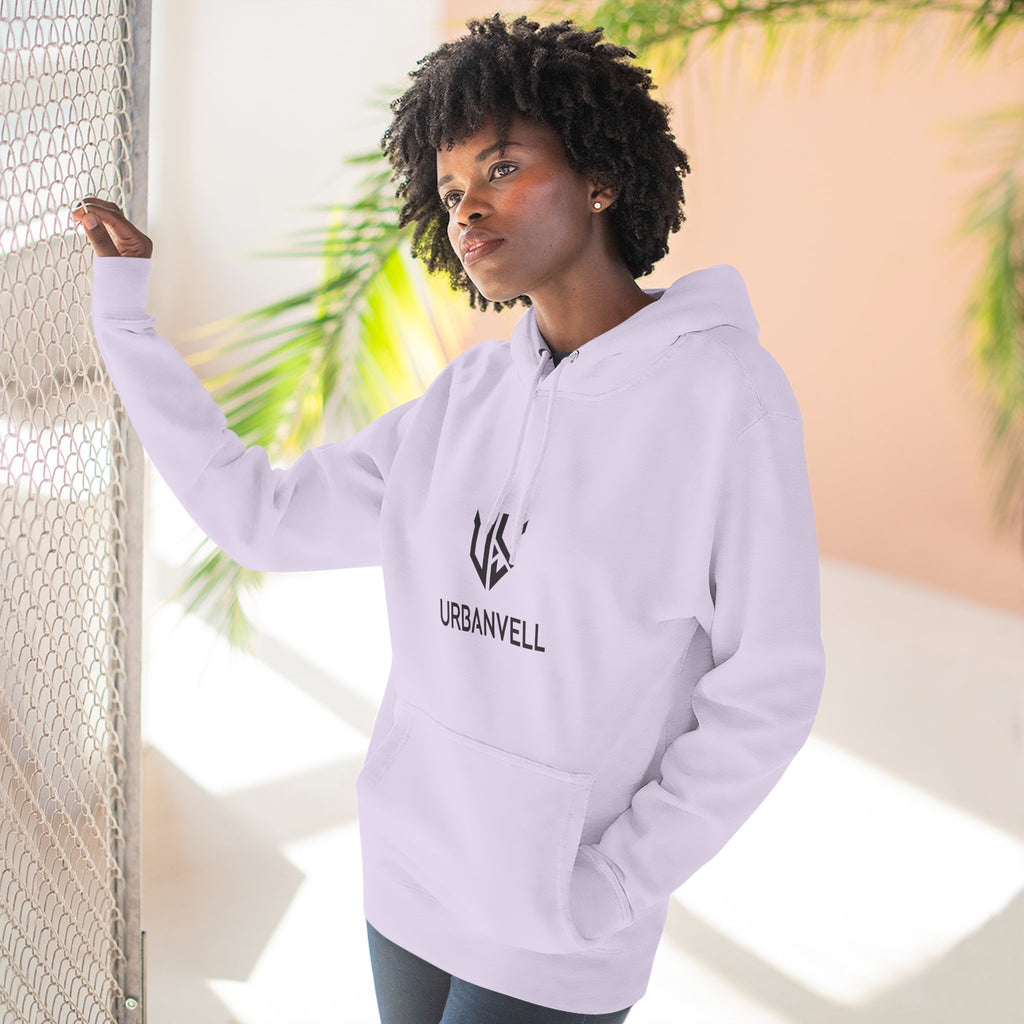 URBANVELL Centered Minimal Logo Hoodie — Classic Fleece Pullover