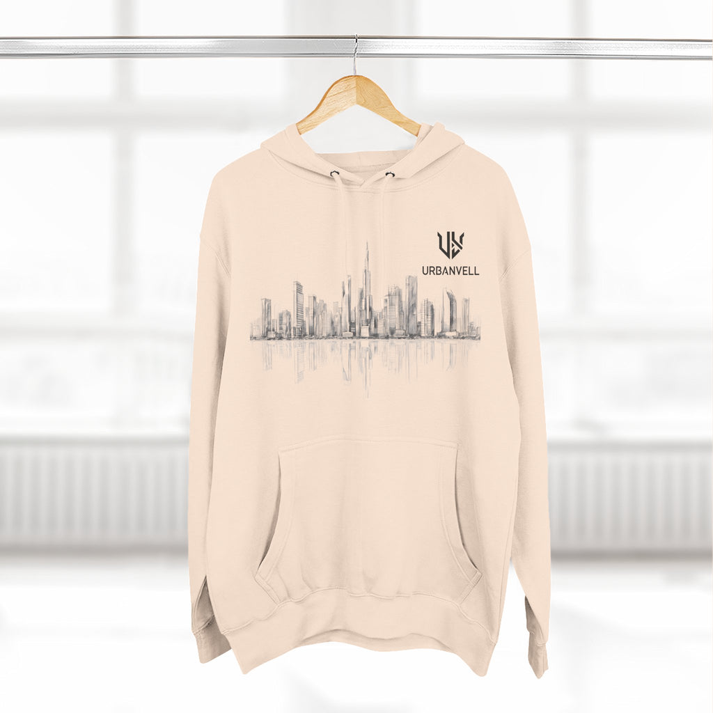 City Skyline Hoodie — URBANVELL Minimal Urban Sketch Fleece Pullover