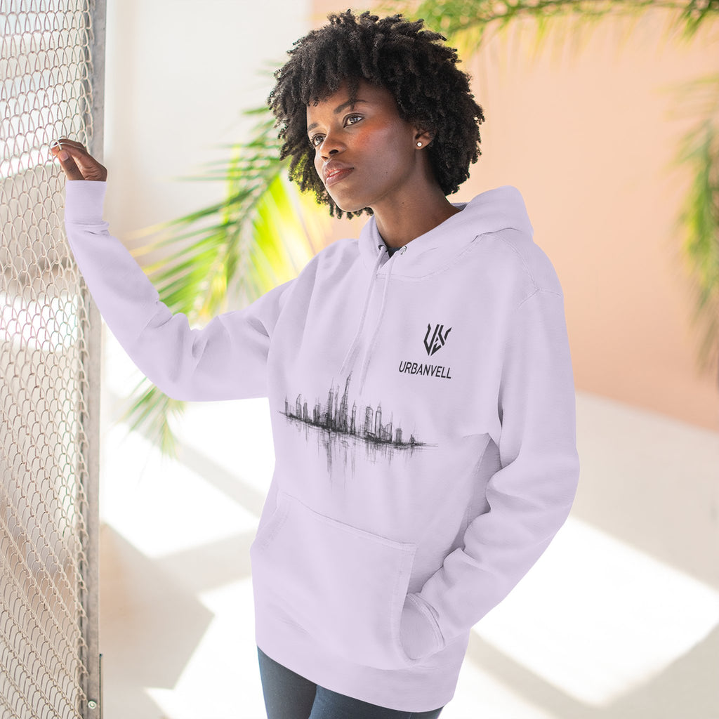 City Skyline Soundwave Hoodie — URBANVELL Minimal Urban Graphic Fleece Pullover