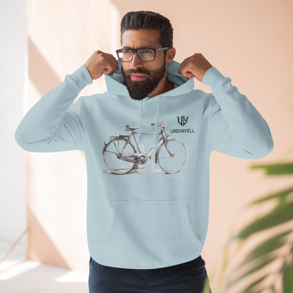 Bicycle Sketch Hoodie — URBANVELL Vintage Bike Illustration Fleece Pullover