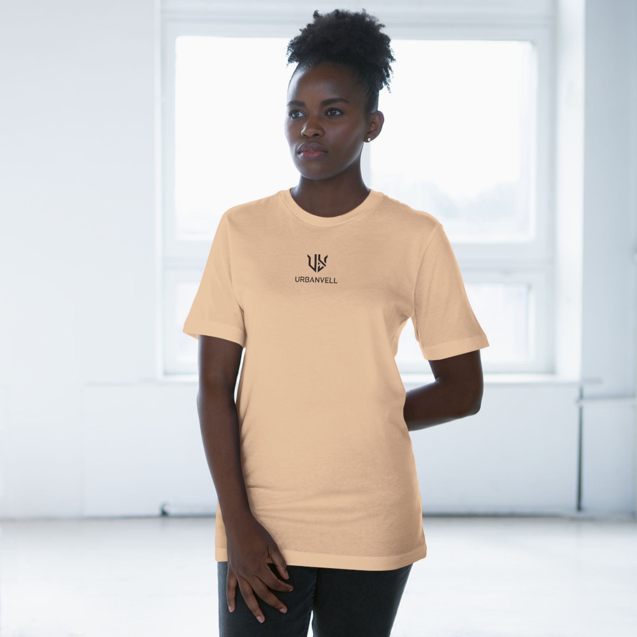 Minimal UrbanVell Centered Logo T‑Shirt — URBANVELL Clean Small Chest Logo Tee
